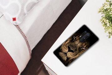 MuchoWow Handyhülle Löwe - Tiere - Schwarz - Porträt, Phone Case, Handyhülle OnePlus 8 Pro, Silikon, Schutzhülle