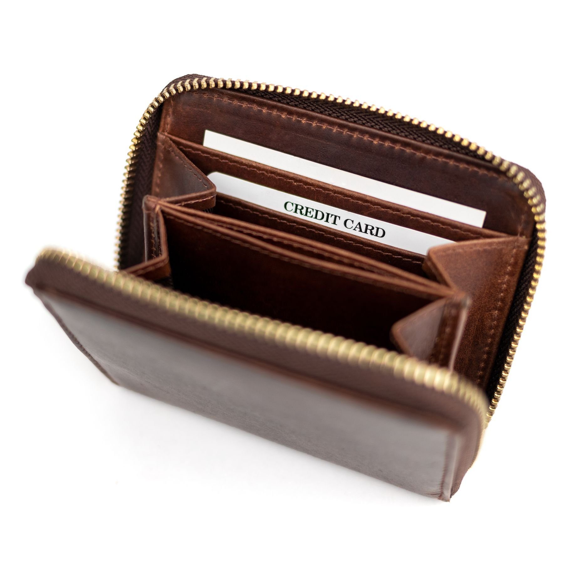 SID & VAIN Geldbörse echt Leder Damen Geldbeutel groß braun HANNAH, Portemo günstig online kaufen