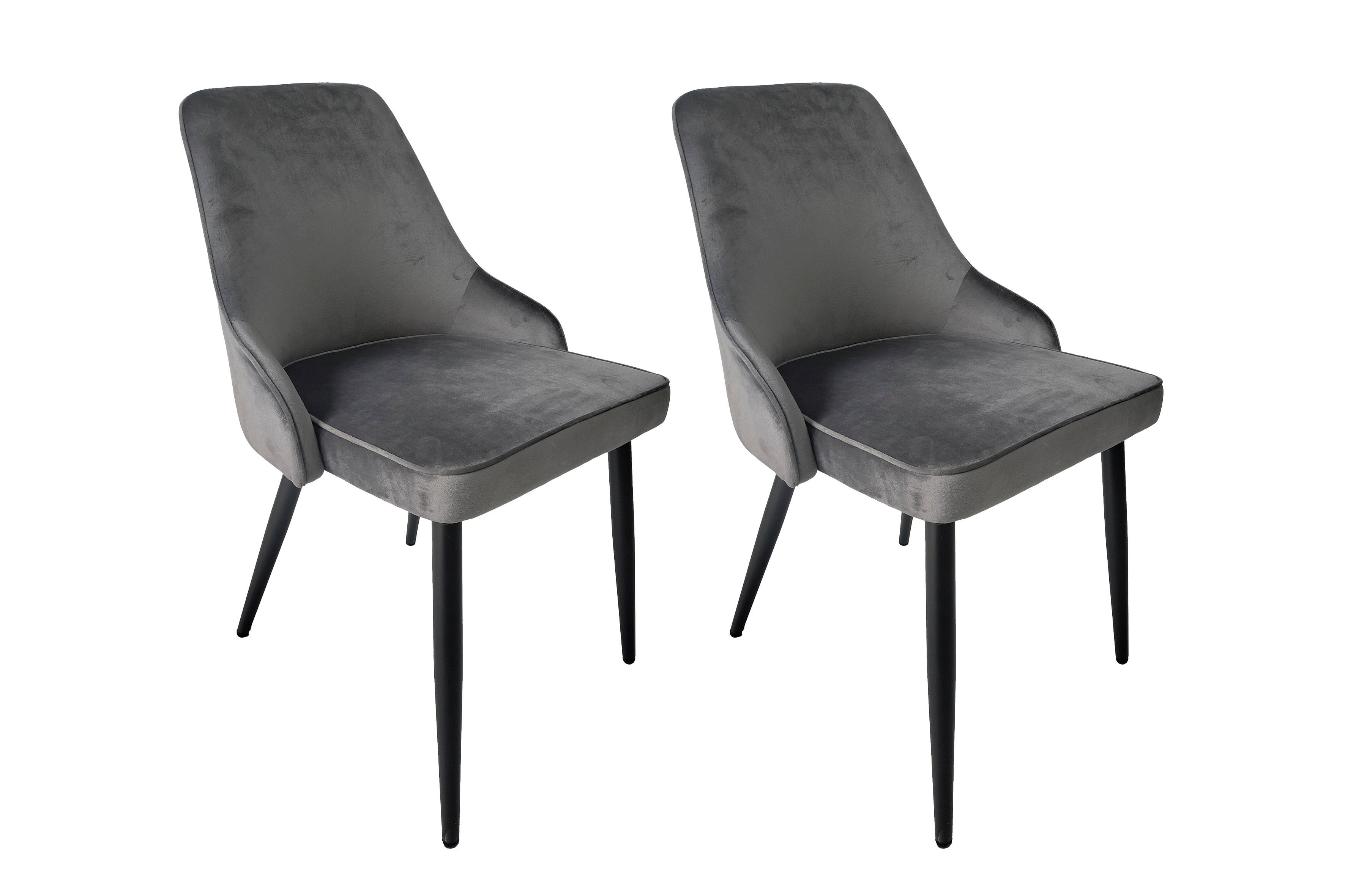 byLIVING Stuhl SHANE (2er-Set, Samtbezug schwarz), in Bequeme in Sitzkomfort grau, Polsterung Hoher Metallgestell hochwertiger durch Rückenschale