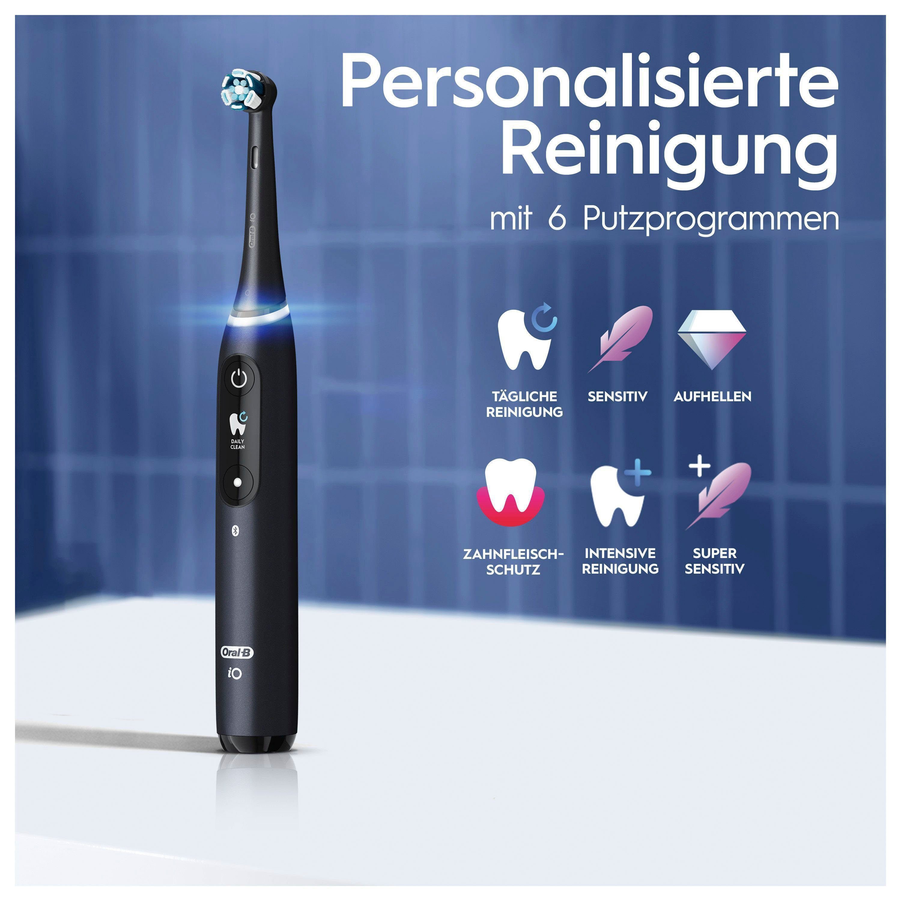 onyx Reiseetui & Magnet-Technologie, Aufsteckbürsten: 6 mit St., Farbdisplay Elektrische 8, 2 Oral-B black Zahnbürste Putzmodi, iO