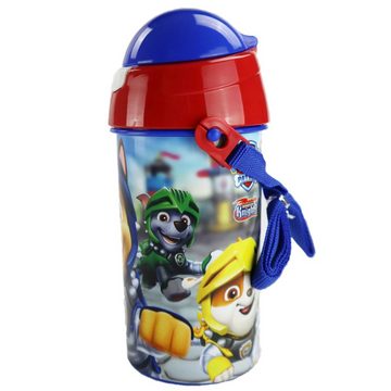 PAW PATROL Trinkflasche Paw Patrol Kinder Wasserflasche, Flasche mit integriertem Trinkhalm Tragegurt 500 ml Chase Rubble