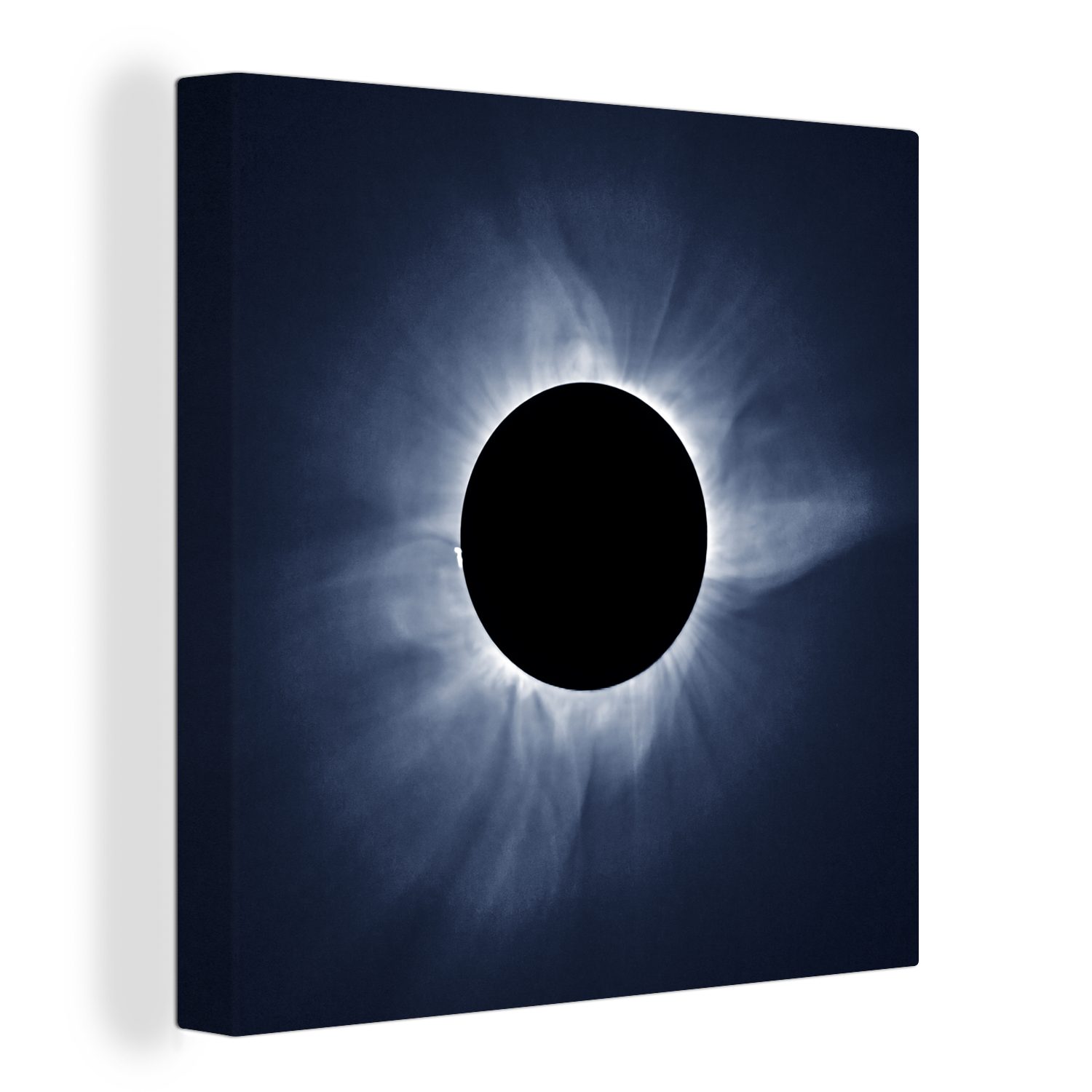 OneMillionCanvasses® Leinwandbild Blaue Schirme bei der Sonnenfinsternis, (1 St), Leinwand Bilder für Wohnzimmer Schlafzimmer | Leinwandbilder