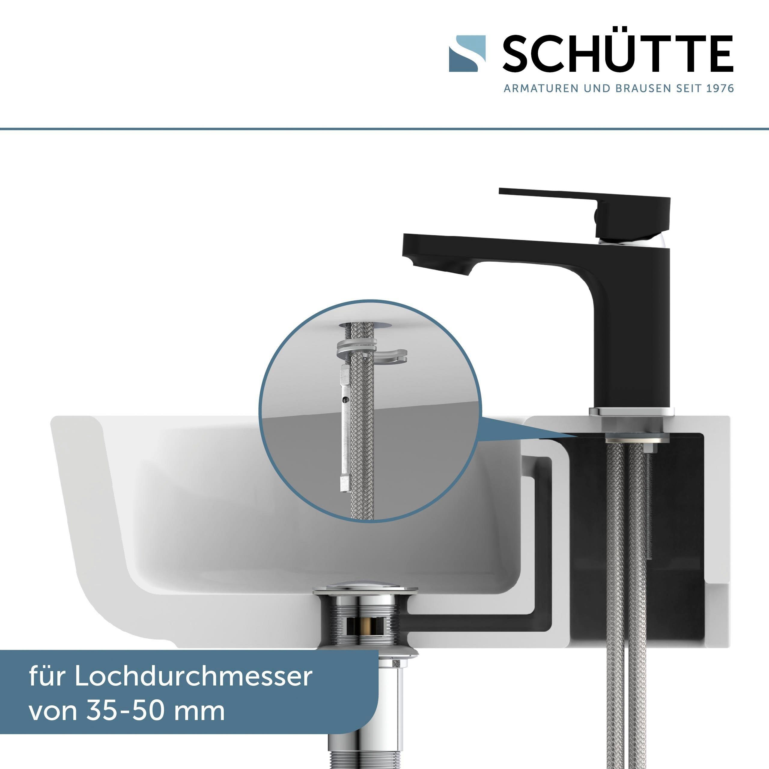 Schütte Waschtischarmatur Madagaskar Wasserhahn mit Ablaufgarnitur, Mischbatterie mit Pop Up Abflussstopfen