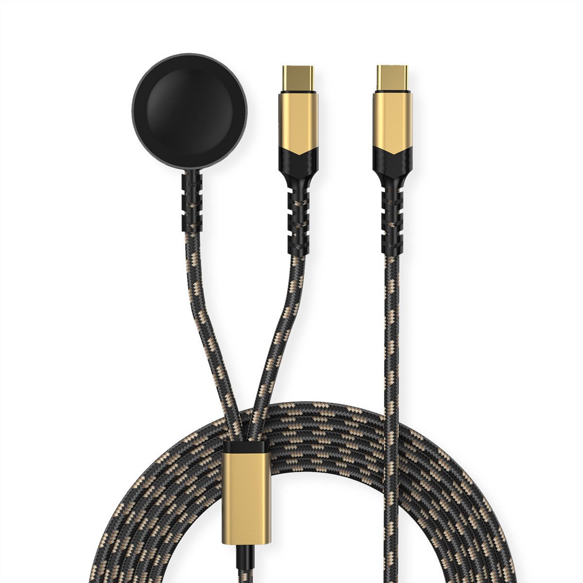 ROLINE USB Split-Ladekabel, bis 60W + Ladepad (bis 15W) Tablet-Adapter USB Typ C (USB-C) Männlich (Stecker) zu USB Typ C (USB-C) Männlich (Stecker), 120.0 cm, für Apple-Geräte, Typ C - C