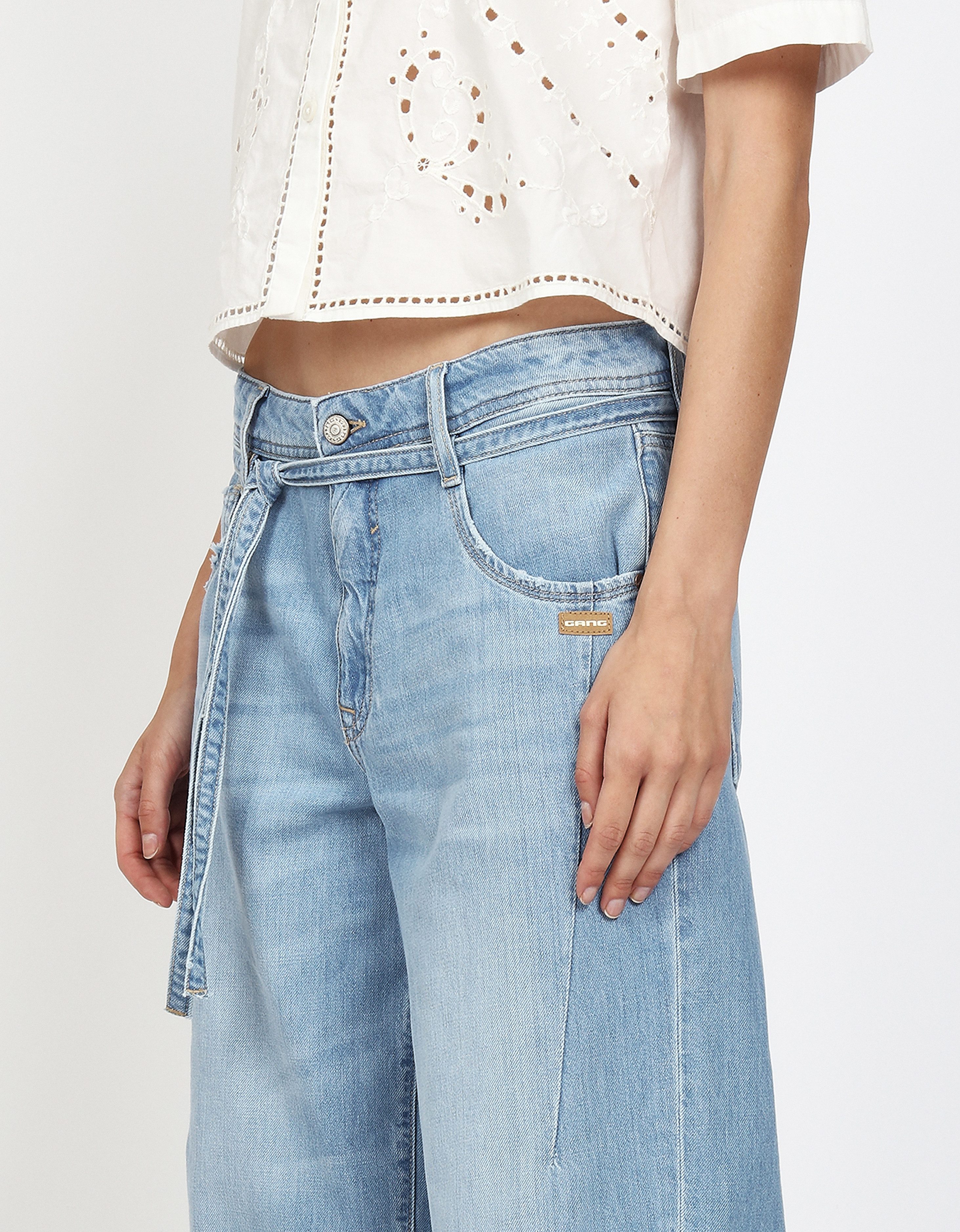 GANG Bermudas 94CLAIRE BERMUDA mit Bindegürtel, Denim
