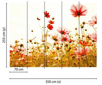 living walls Fototapete Designwalls Flower Meadow 2, glatt, (5 St), Vlies, Wand, Schräge, Decke