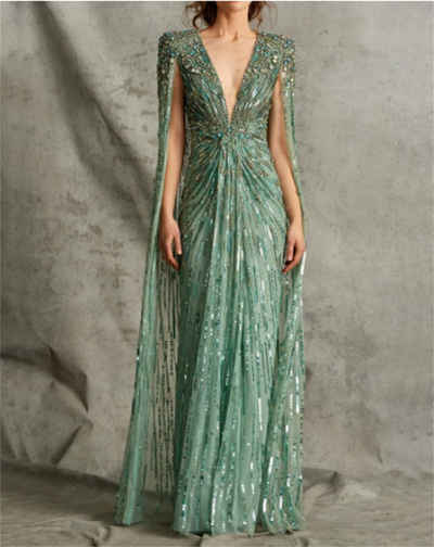 RUZU UG Abendkleid Elegantes Abendkleid mit langen Paillettenträgern (1-tlg)