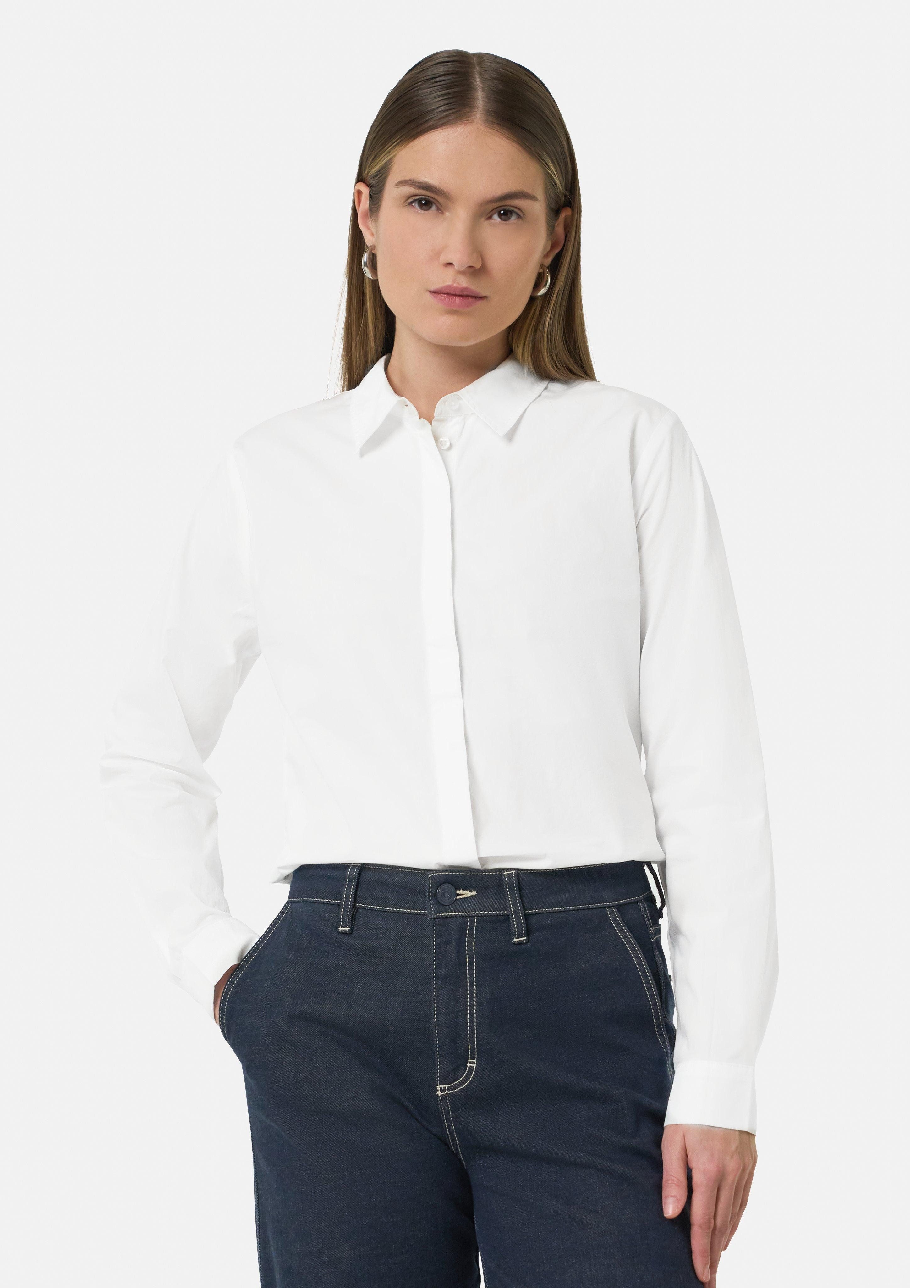 Langarmbluse Hemdbluse mit Raff-Detail im Rücken