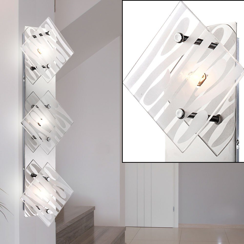 etc-shop LED Wandleuchte, Leuchtmittel nicht Glas Wandlampe Strahler, weiß inklusive, Chrom Dekorlinien klar Wandspot