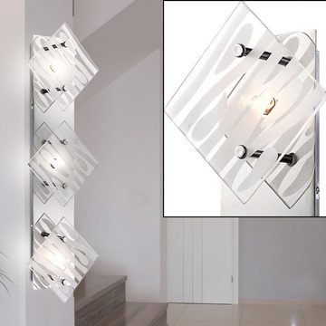 etc-shop LED Wandleuchte, Leuchtmittel nicht inklusive, Wandlampe Chrom Wandspot Glas klar Strahler, weiß Dekorlinien