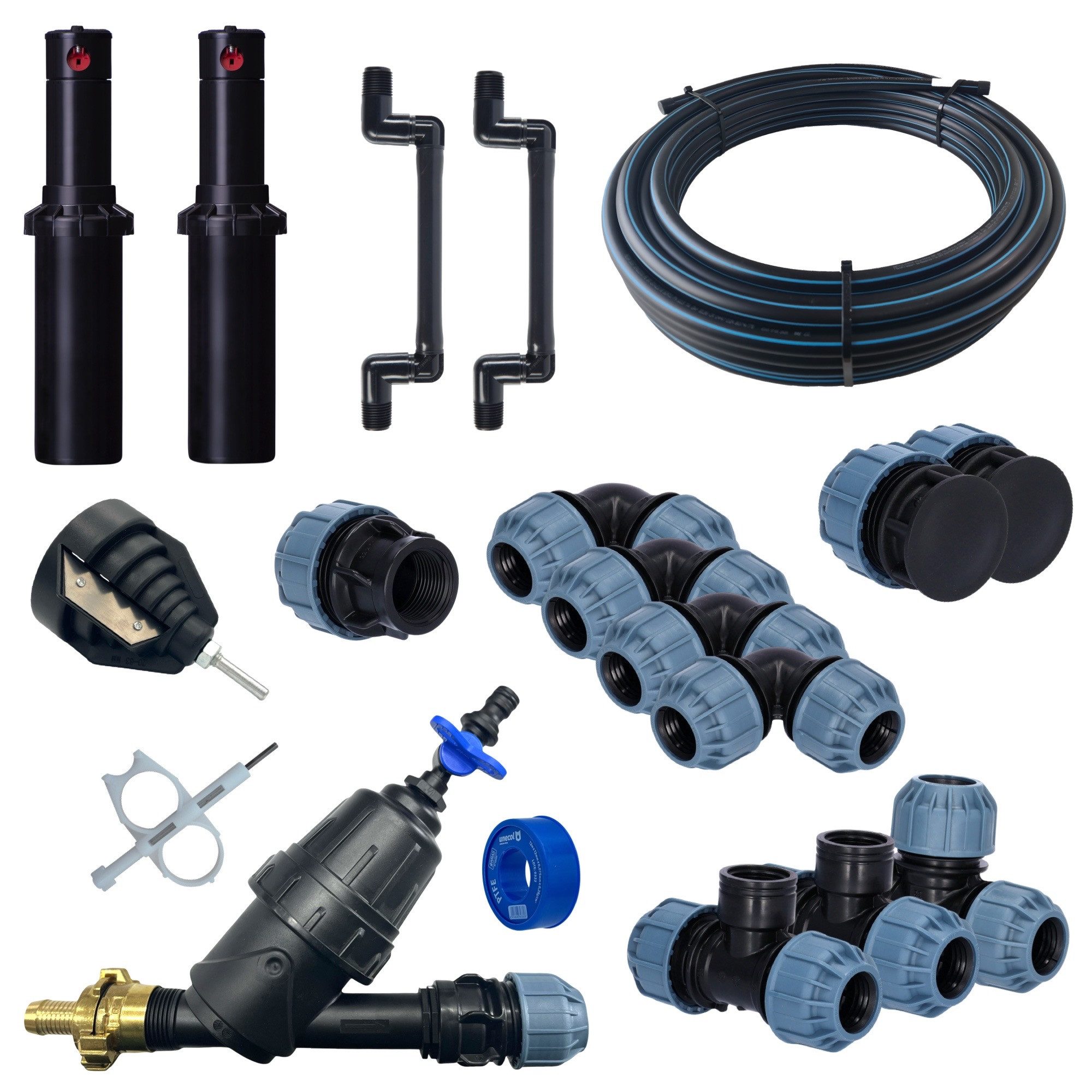 STEMAX-Wassertechnik Bewässerungssystem Hunter Bewässerungsset bis 200m² für Garten- & Rasenbewässerung, (Set, Für Gärten 100 m² bis 200 m), Komplettset, flexibel, unterirdisch, Hunter Qualität, erweiterbar