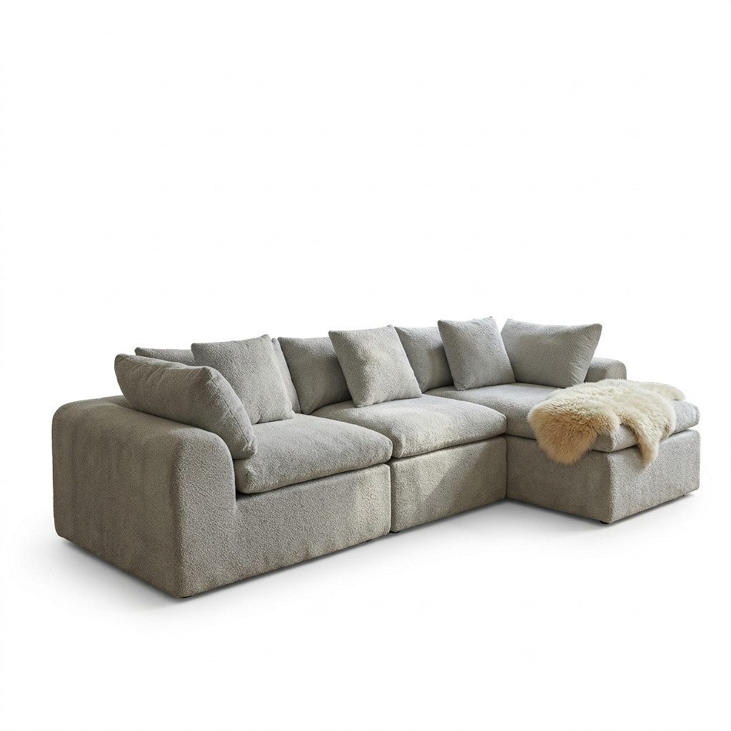 HOMSEE Sofa Schlafsofa klappbar 275 cm Bodensofa mit Matratze & Kissen, 1 Teile, modernes Grau, 275x140x56 cm, viel Platz – Bild 3 von 5