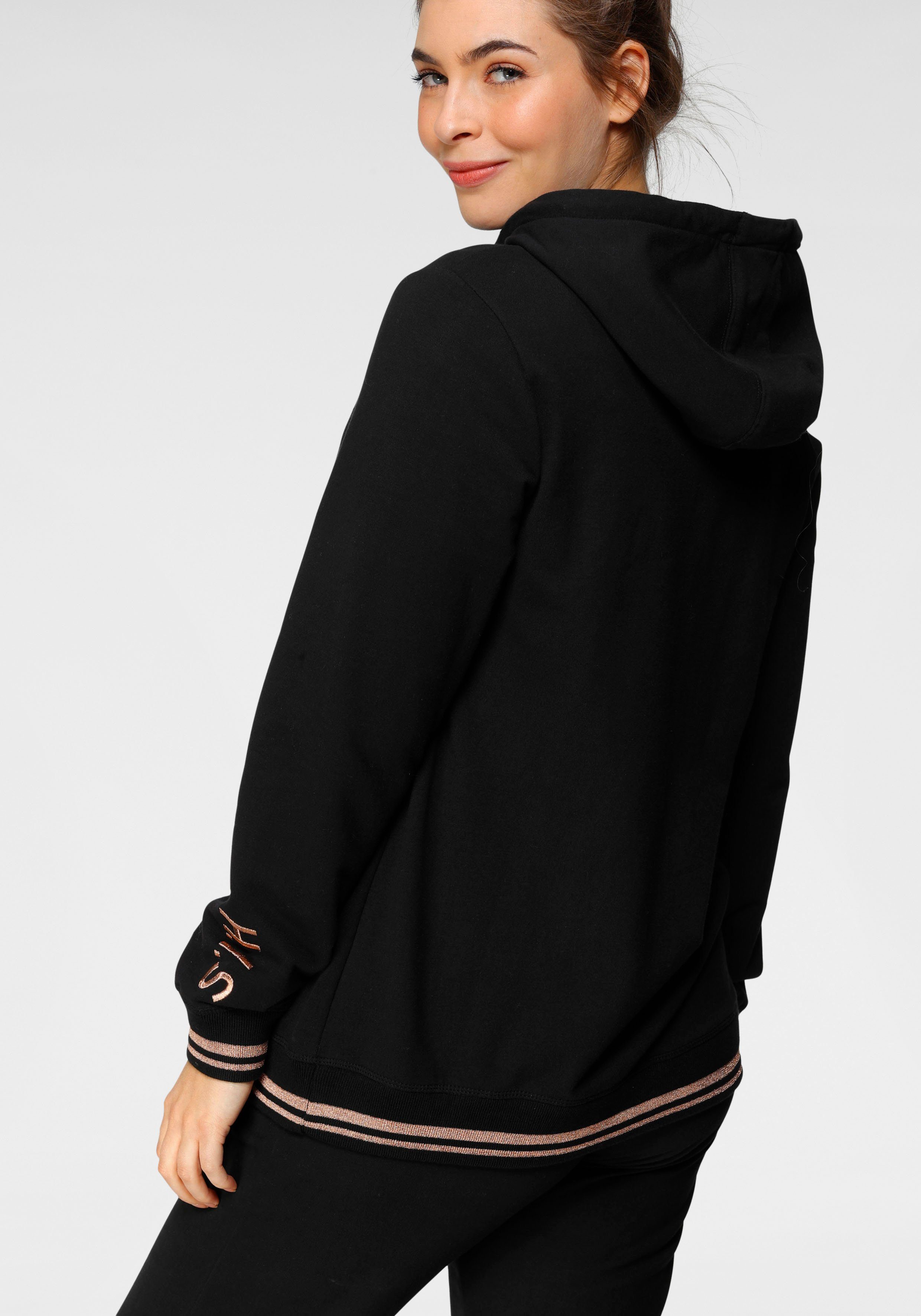 H.I.S Kapuzensweatjacke mit metallisch glänzenden Details; Große Größe