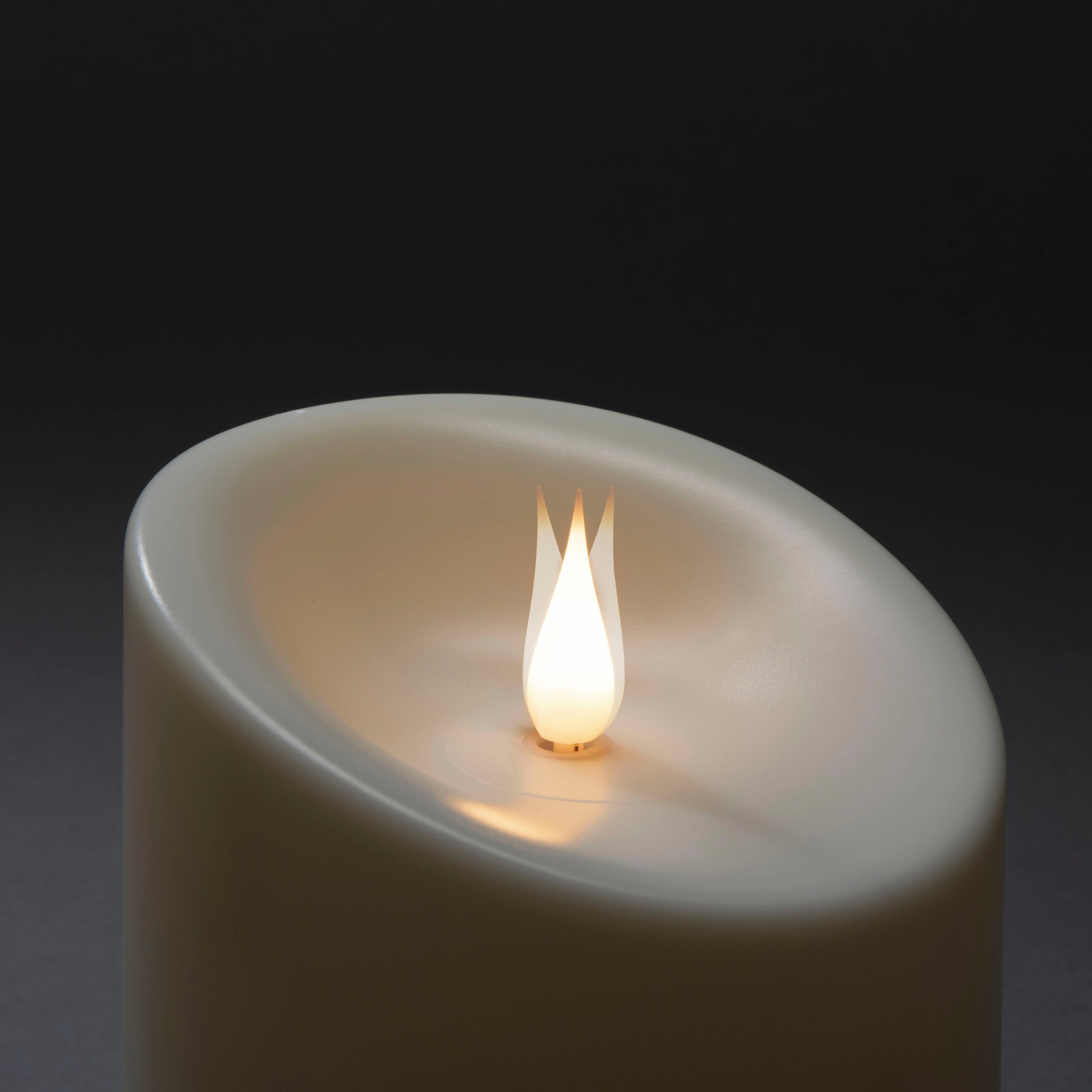 KONSTSMIDE Grabkerze LED Gedenklicht, 1 warm weiße Diode, batteriebetrieben (1-tlg), 8h Timer, 3D-Flamme