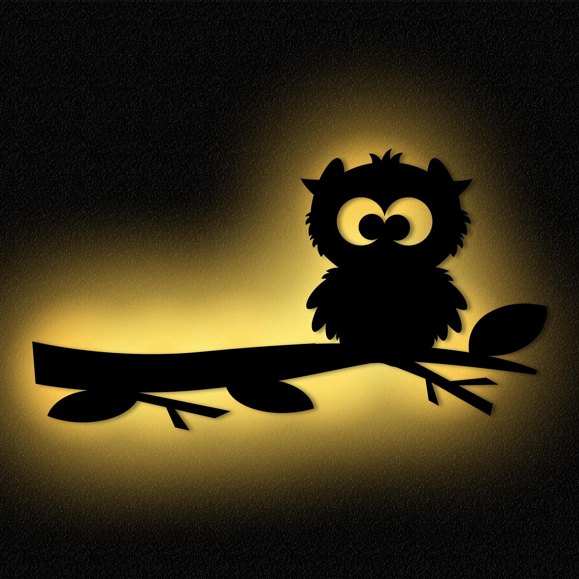 Namofactur LED Nachtlicht Eule Nachtlicht Kinder Wandlampe Kinderzimmer I MDF Holz, LED fest integriert, Warmweiß