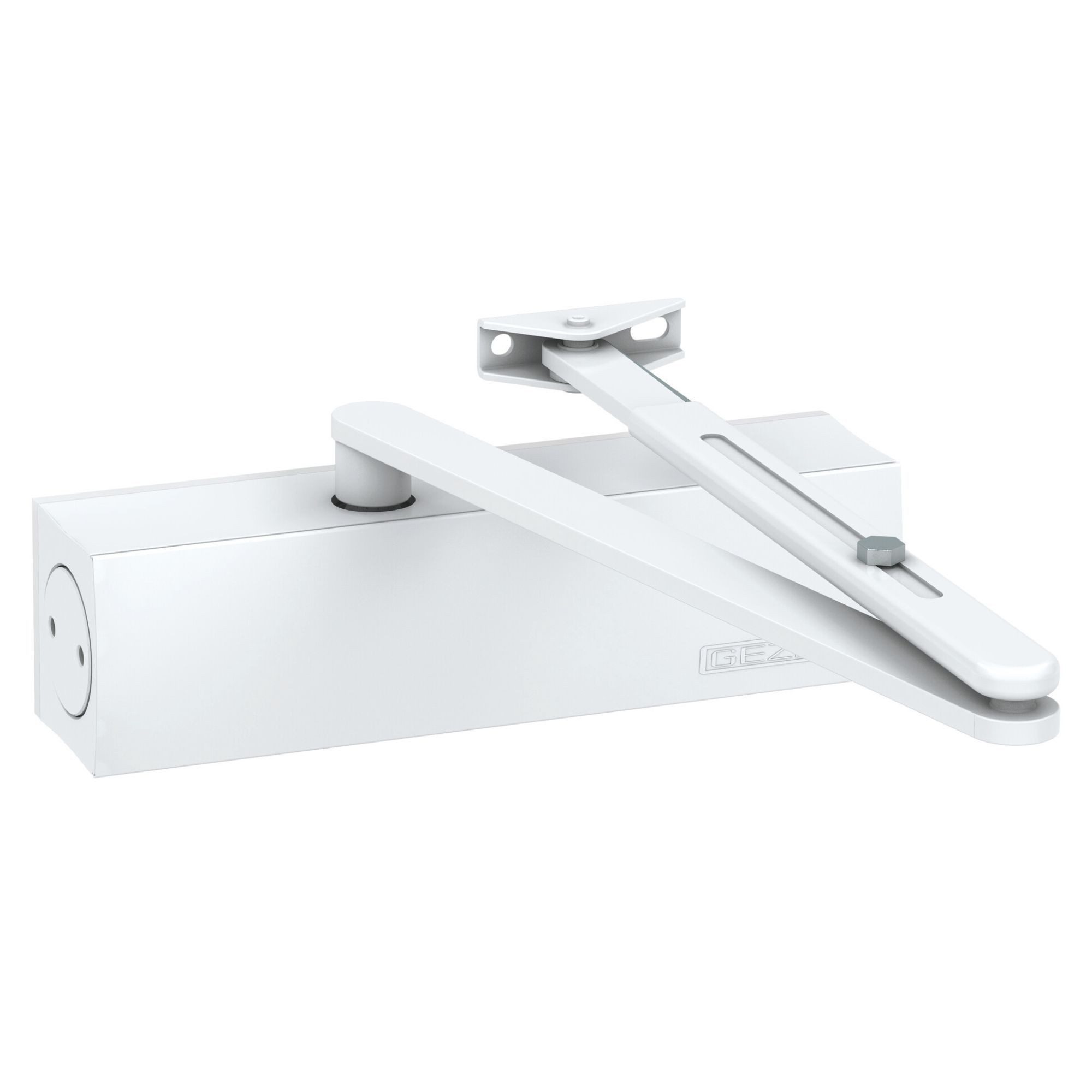 GEZE Доводчик TS 2000V in der Farbe Silber, mit Standardgestänge, (Packung), Standardgestänge, bis 1100 mm, DIN R/L, Schließkraft EN 2-4, Weiß