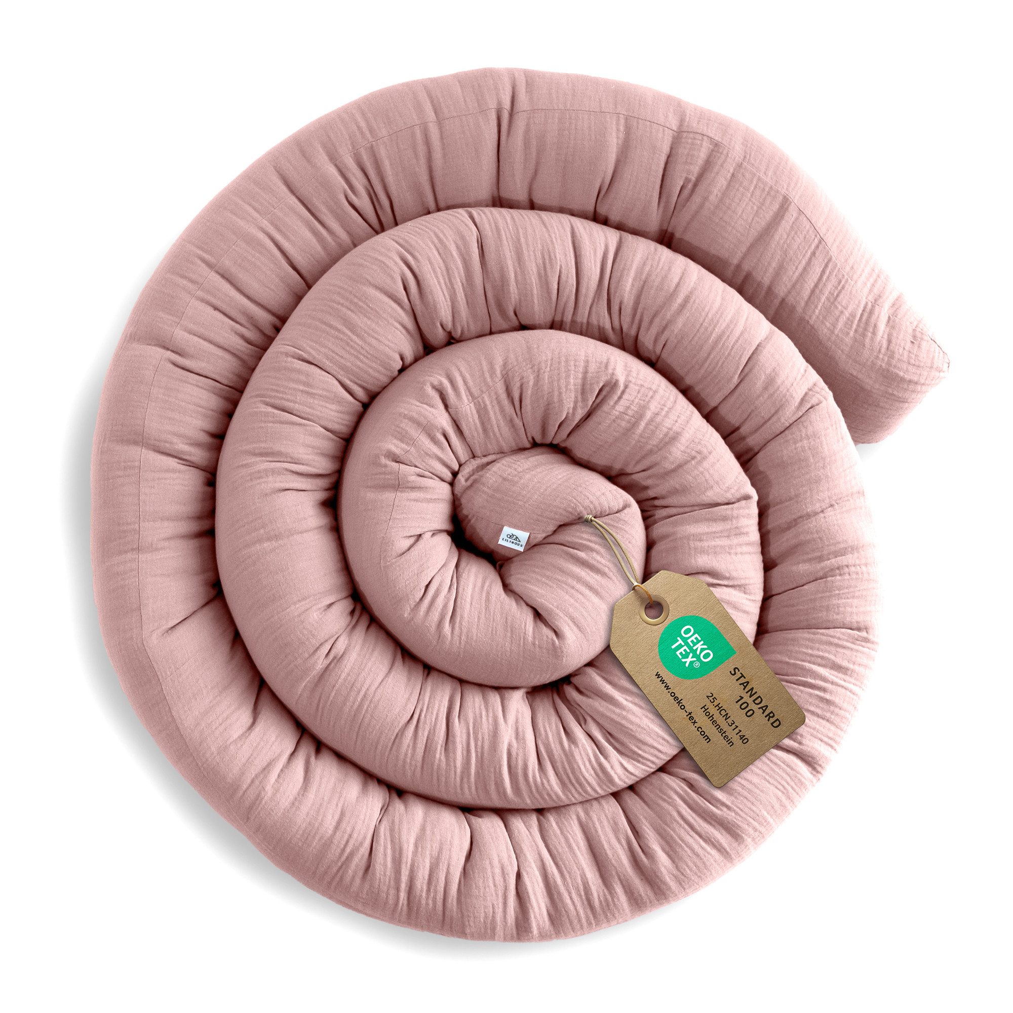lilimaus Nestchenschlange Bettschlange für Babybett aus Musselin - 200, 300 & 400 cm, (1-tlg), Randschutz & Kuschelrolle mit Befestigungs-Schlaufen - Ø ca. 10-12 cm