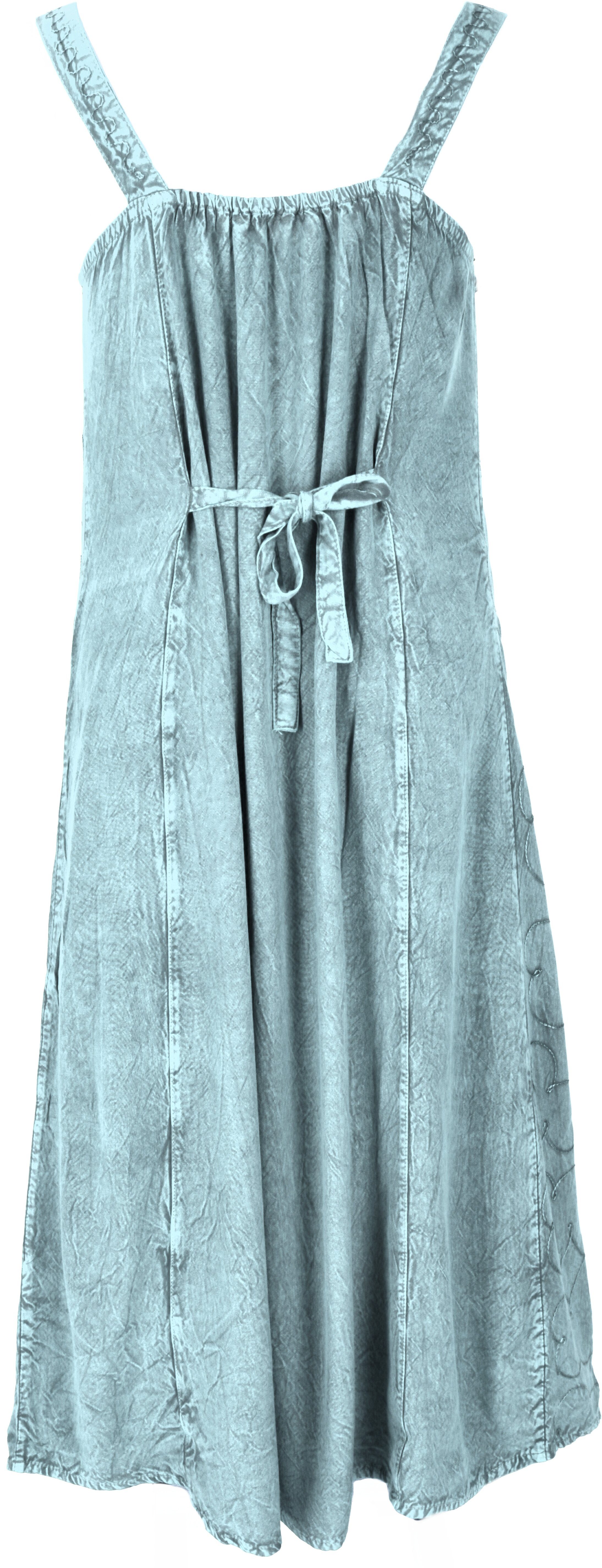 Guru-Shop chic Besticktes Midikleid -.. Bekleidung Boho Sommerkleid hellblau alternative indisches