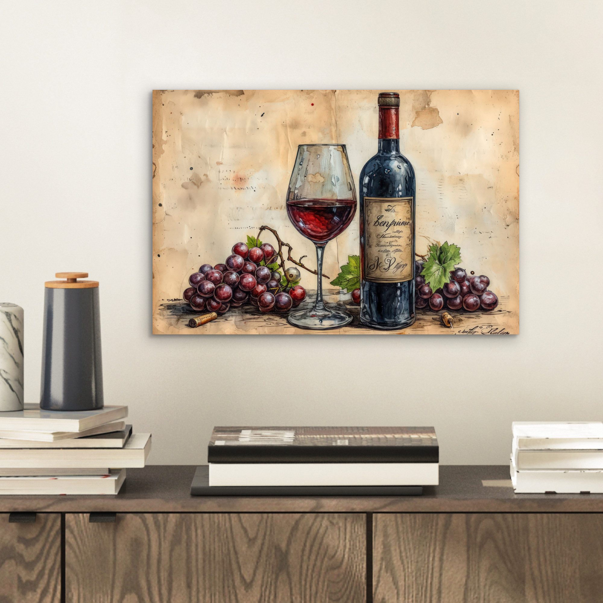 MuchoWow Metallbild Wein - Trauben - günstig online kaufen