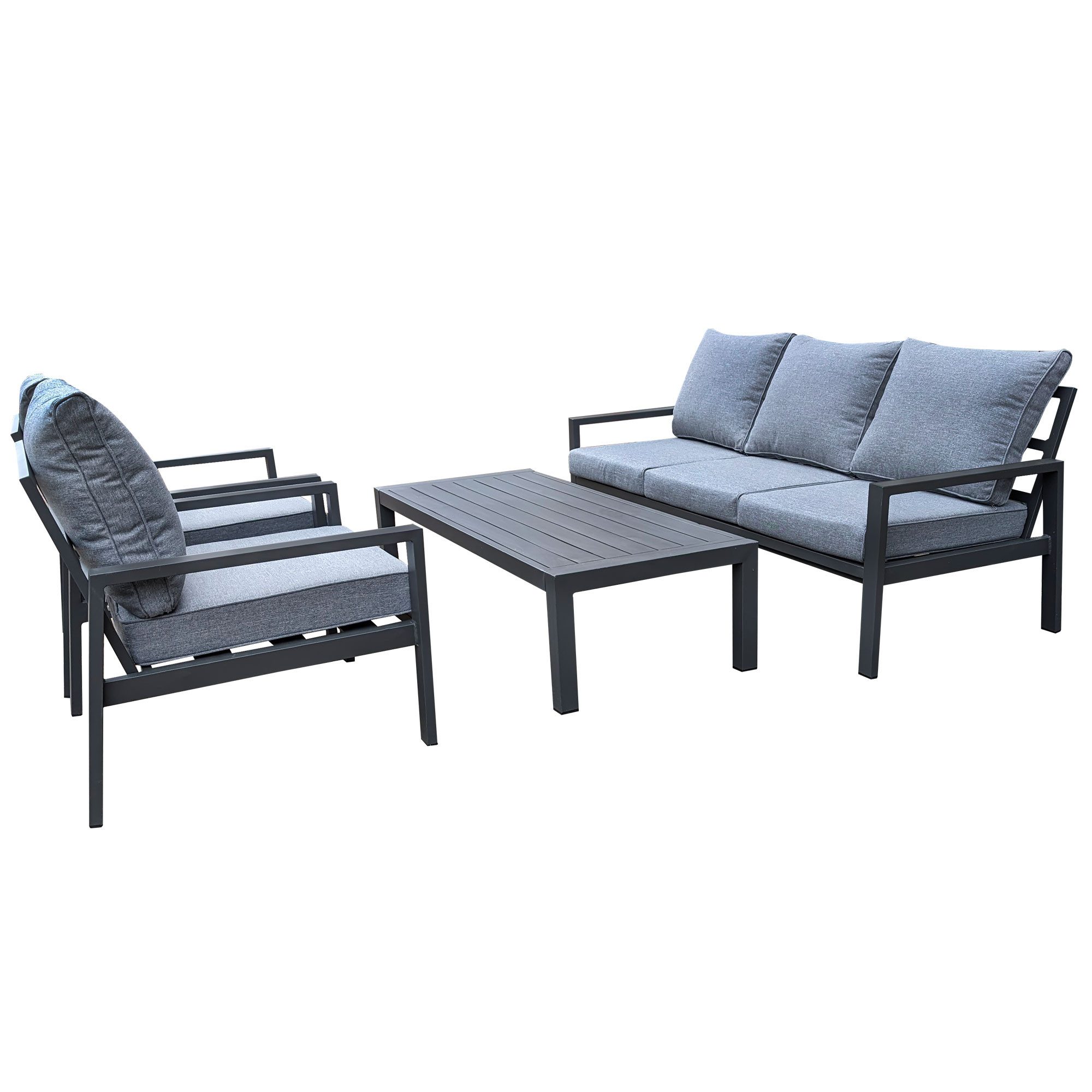 osoltus Garten-Essgruppe osoltus Alu Lounge Gartenmöbel Outdoor Set Haugesund 3er Grau