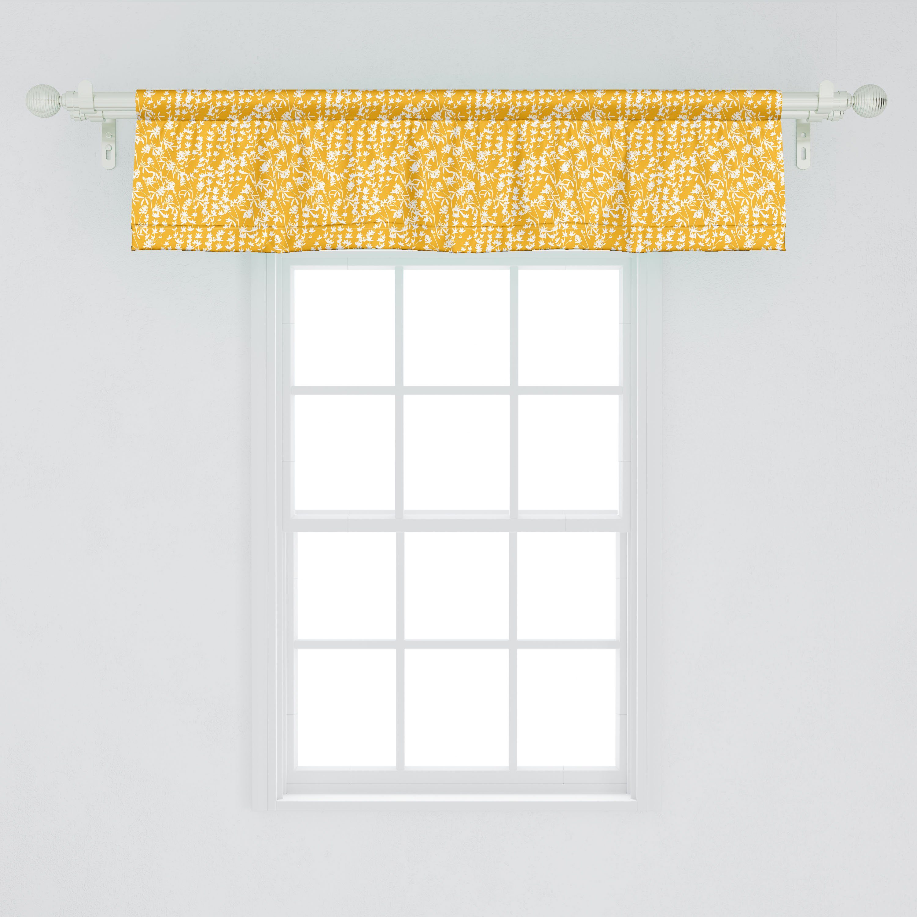 mit Vorhang für Küche Scheibengardine Sommer-Blätter Zweige Botanisch Volant Stangentasche, Dekor Abakuhaus, Microfaser, Schlafzimmer