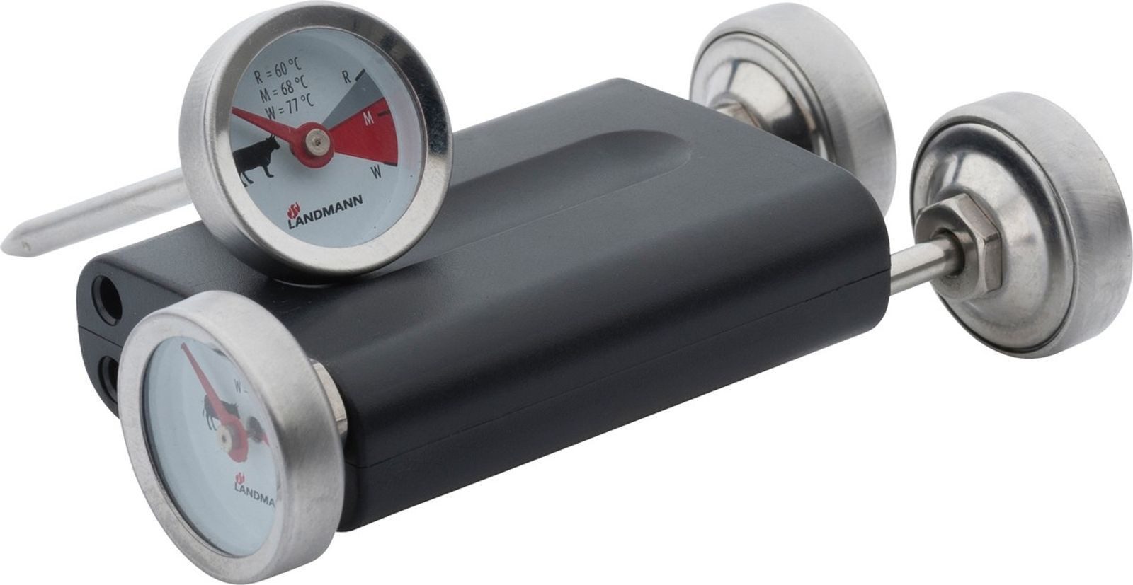 LANDMANN Grillthermometer Landmann Grillthermometer Set BBQ Fleisch Grill Fleischthermometer Smo