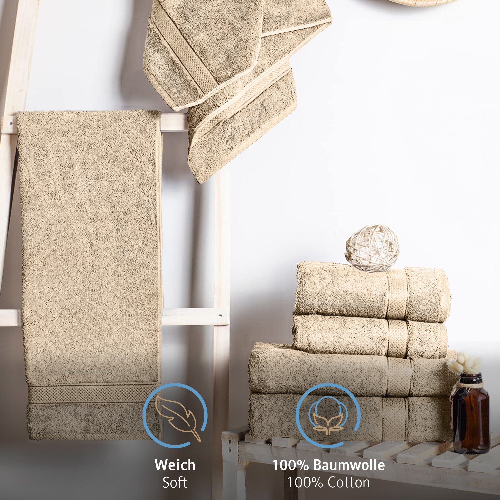 Komfortec Handtuch Set 100% Baumwolle, 2 günstig online kaufen