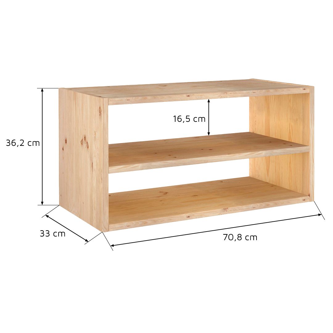 Astigarraga Kit Line Standregal Vollholzregal - Dinamic, Modulares Regal mit 2 Ebenen, TV Unterschrank