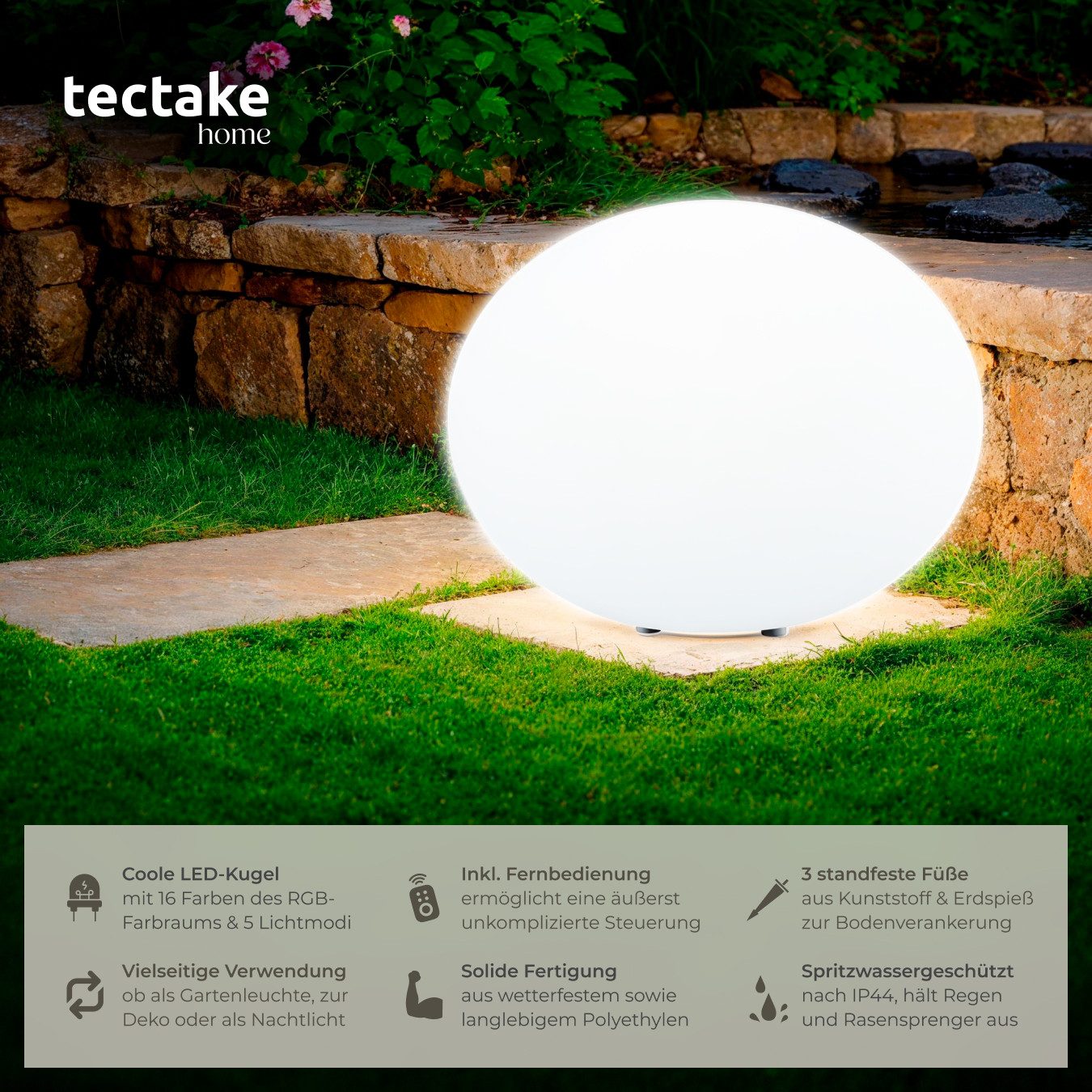 tectake LED Gartenleuchte Kugelleuchte, Bunt, Stylische günstig online kaufen