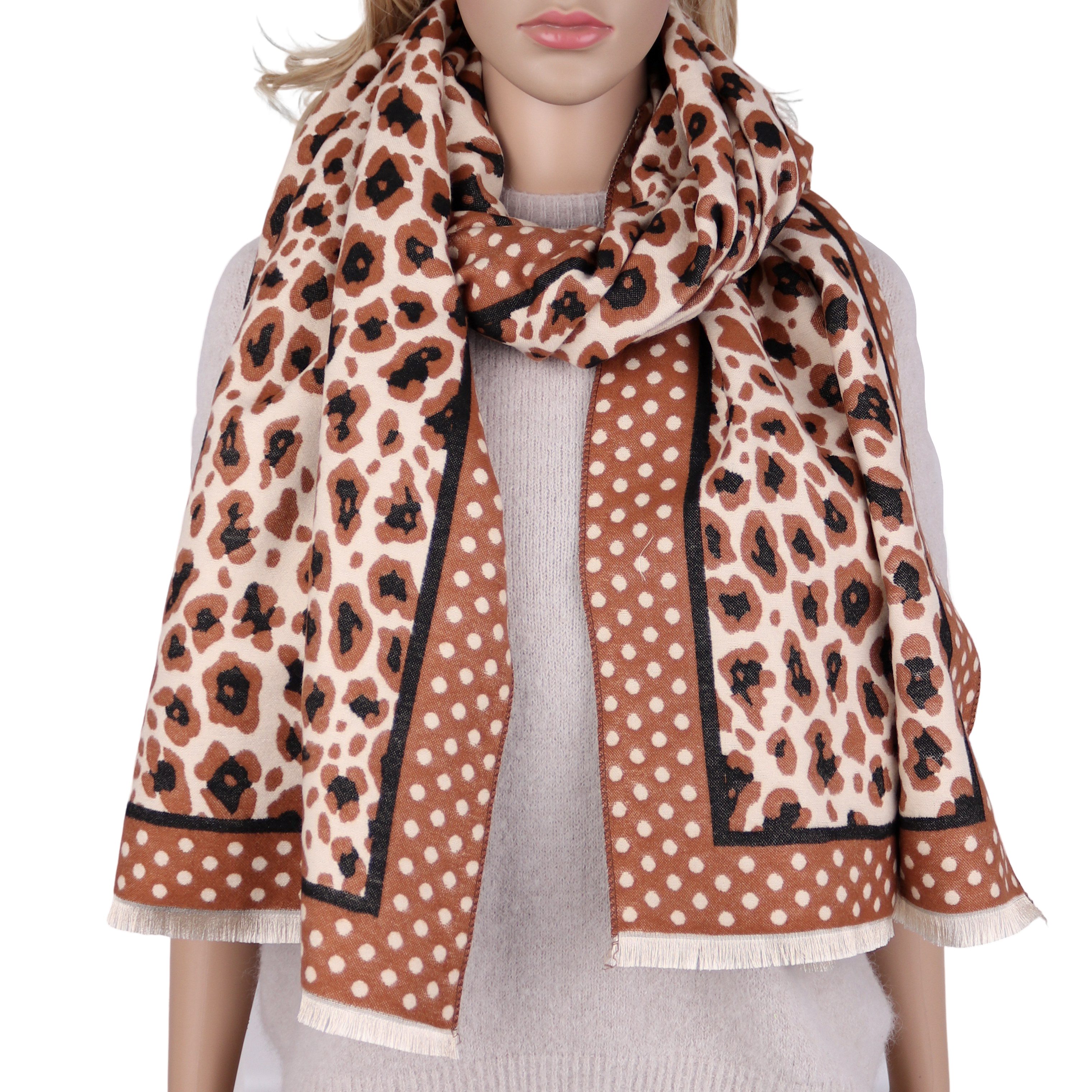 Modeschal weicher und warmer Schal Leo Streifen muster, 67x185cm