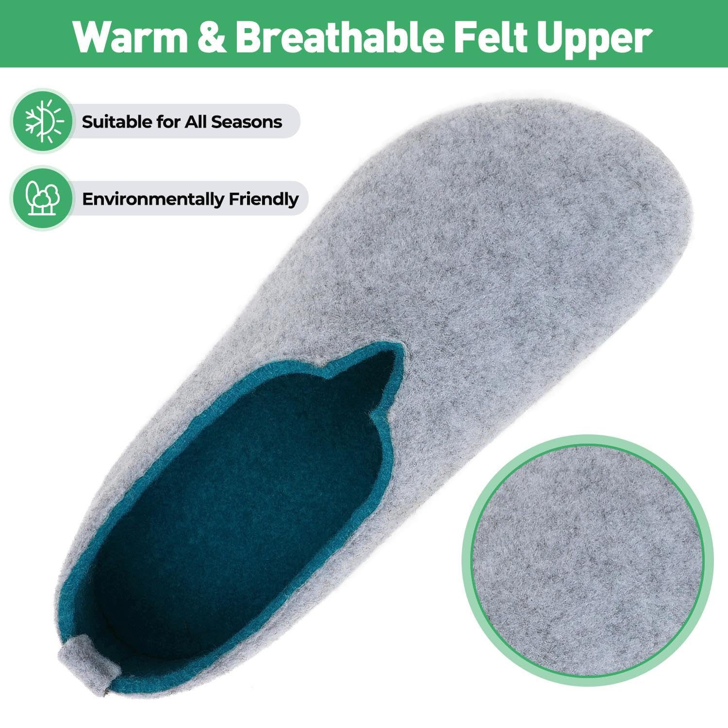 Home & Joy vegan & recycled Comfort Filz unisex Hausschuh (hohe Hüttenschuhe, Fußbett entnehmbar, weich & warm gefüttert, bequem) Pantoffeln Latschen Schlappen Slipper Pantoletten Winter rutschfest