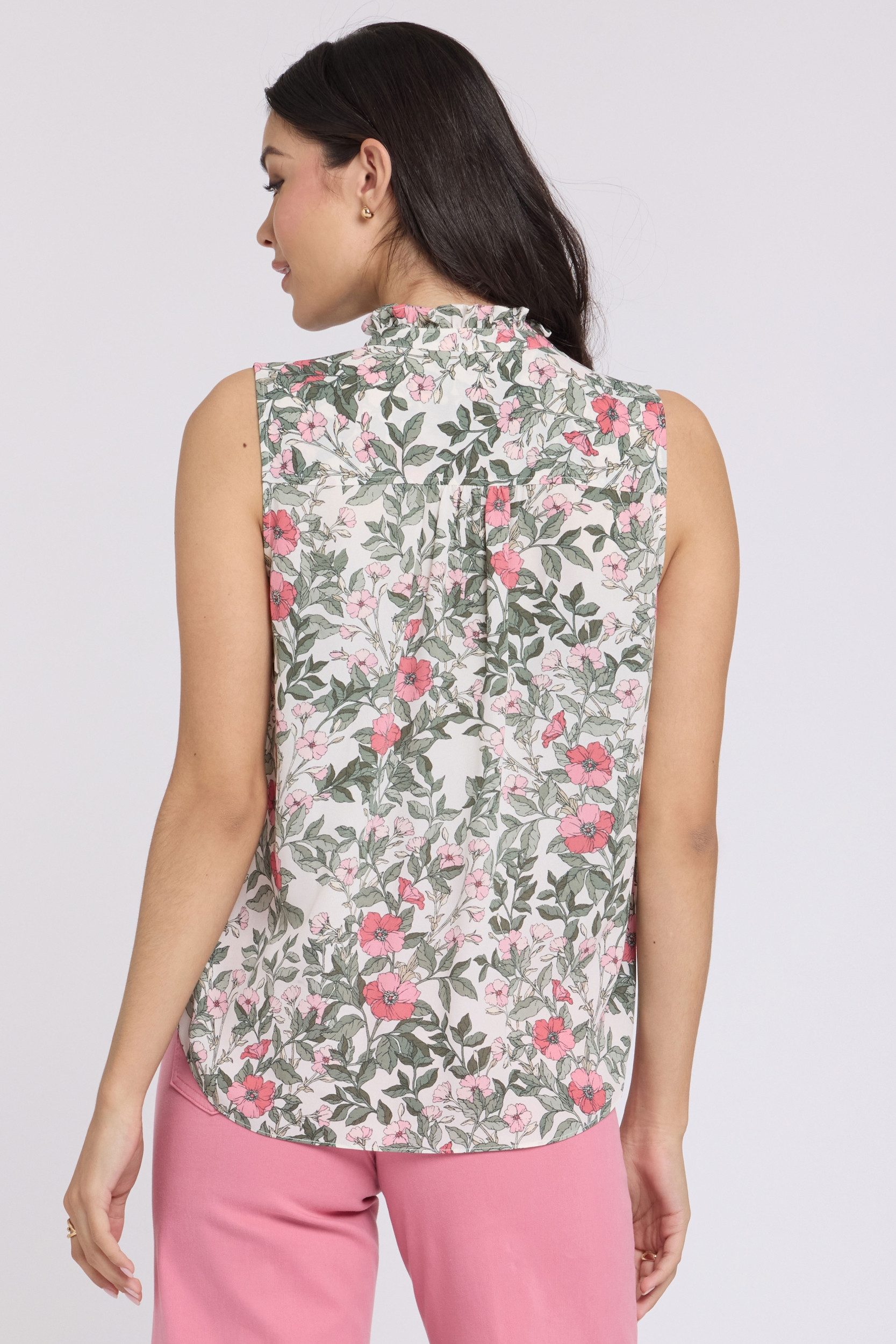 NYDJ Blusentop Ärmellose Ruffle Neck Bluse