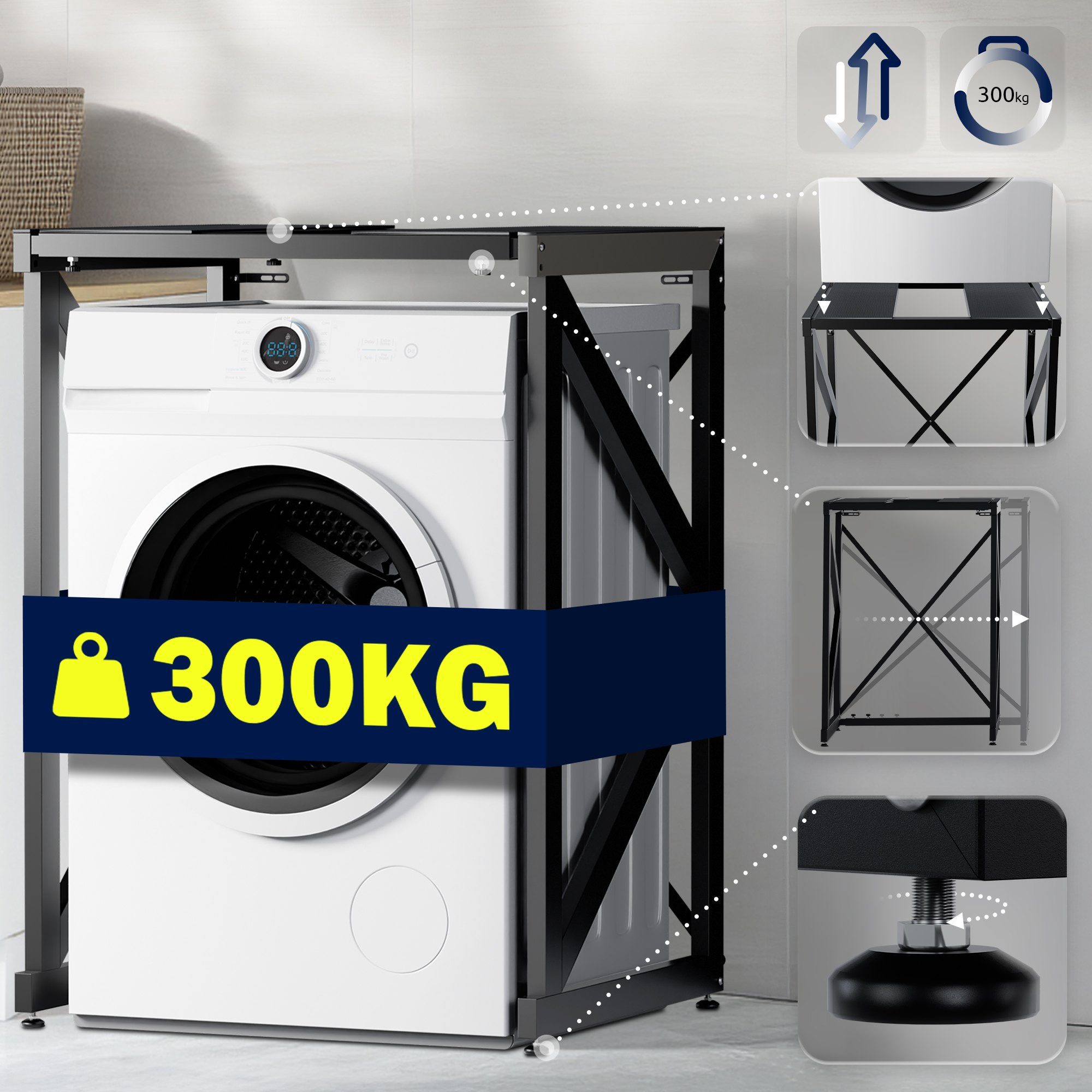 TPFLiving Waschmaschinenunterschrank Valmora (Robustes Waschmaschinenregal günstig online kaufen