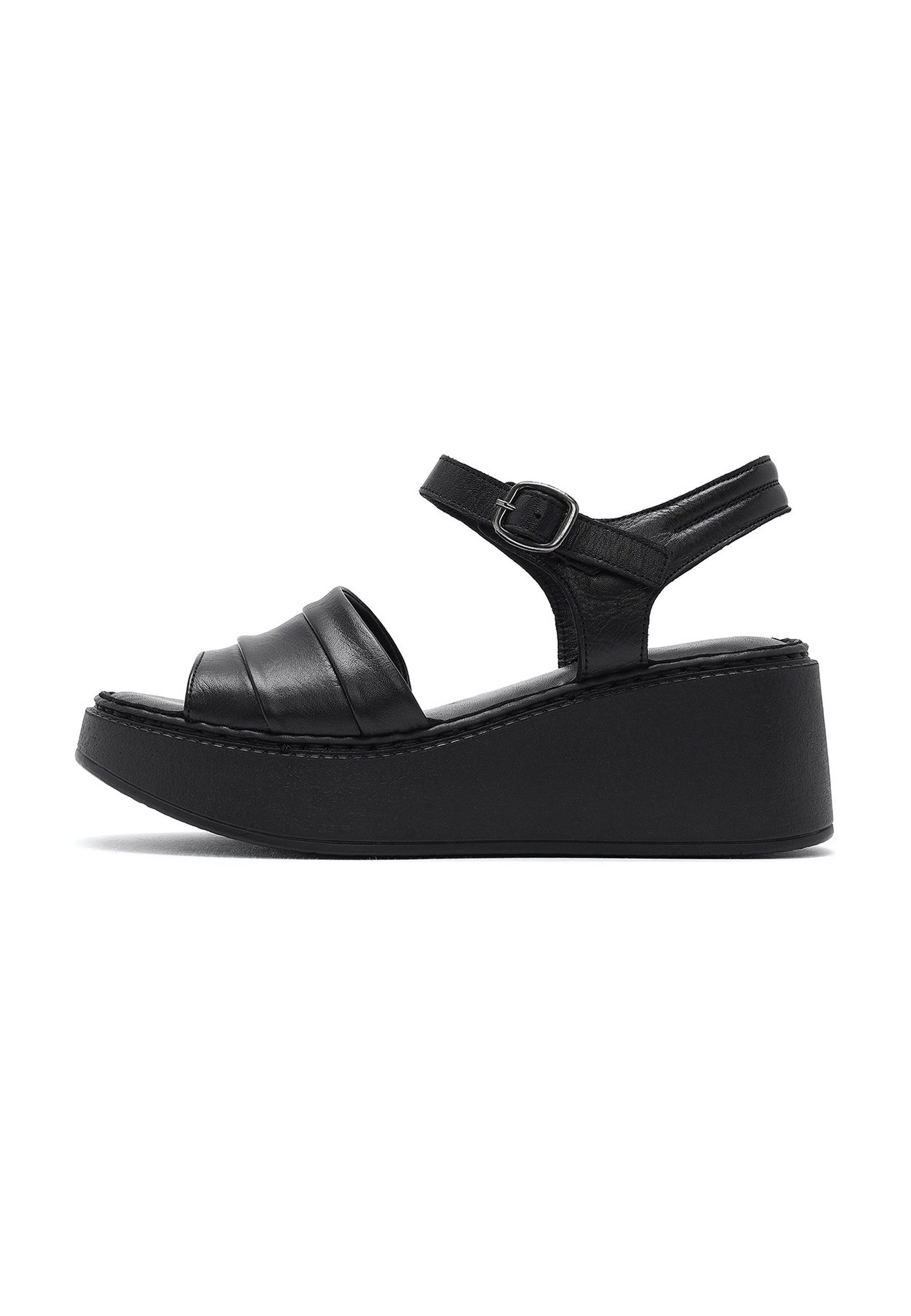 Keilabsatz-Sandalen aus Leder Sandale