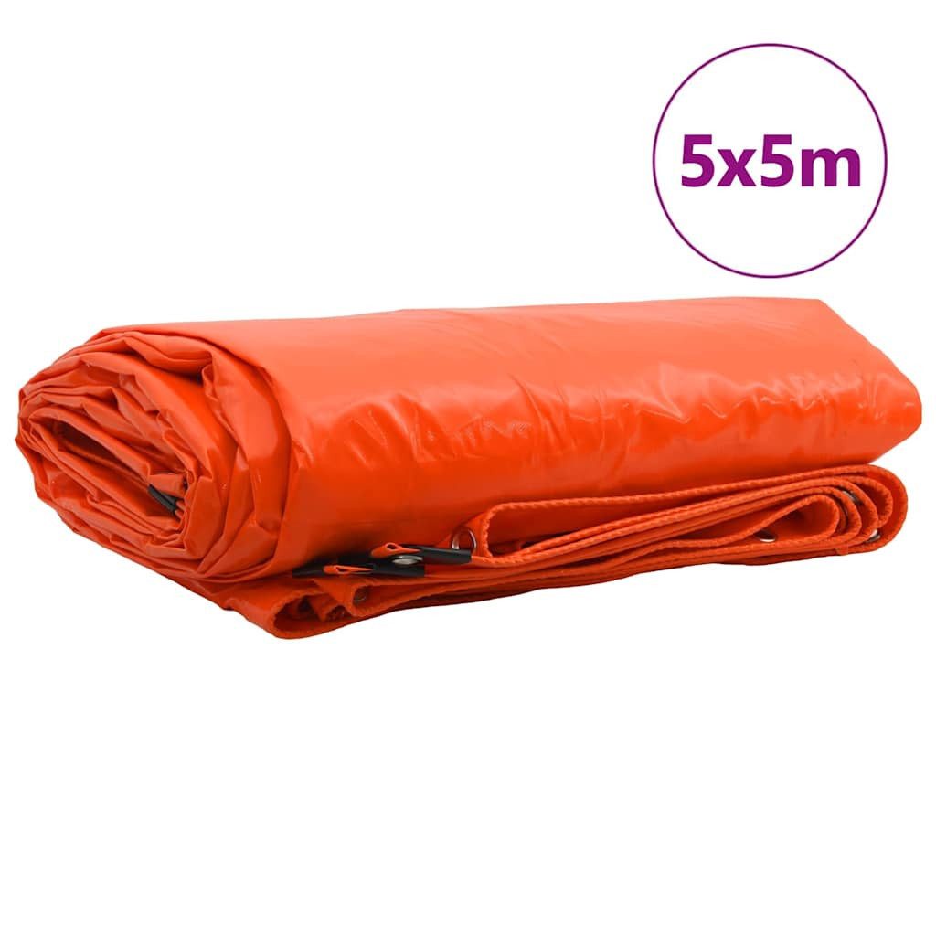 vidaXL Schutzplane Plane 650g / m² Orange 5 x 5 m Canvas mit PVC-Beschichtung (1-St)