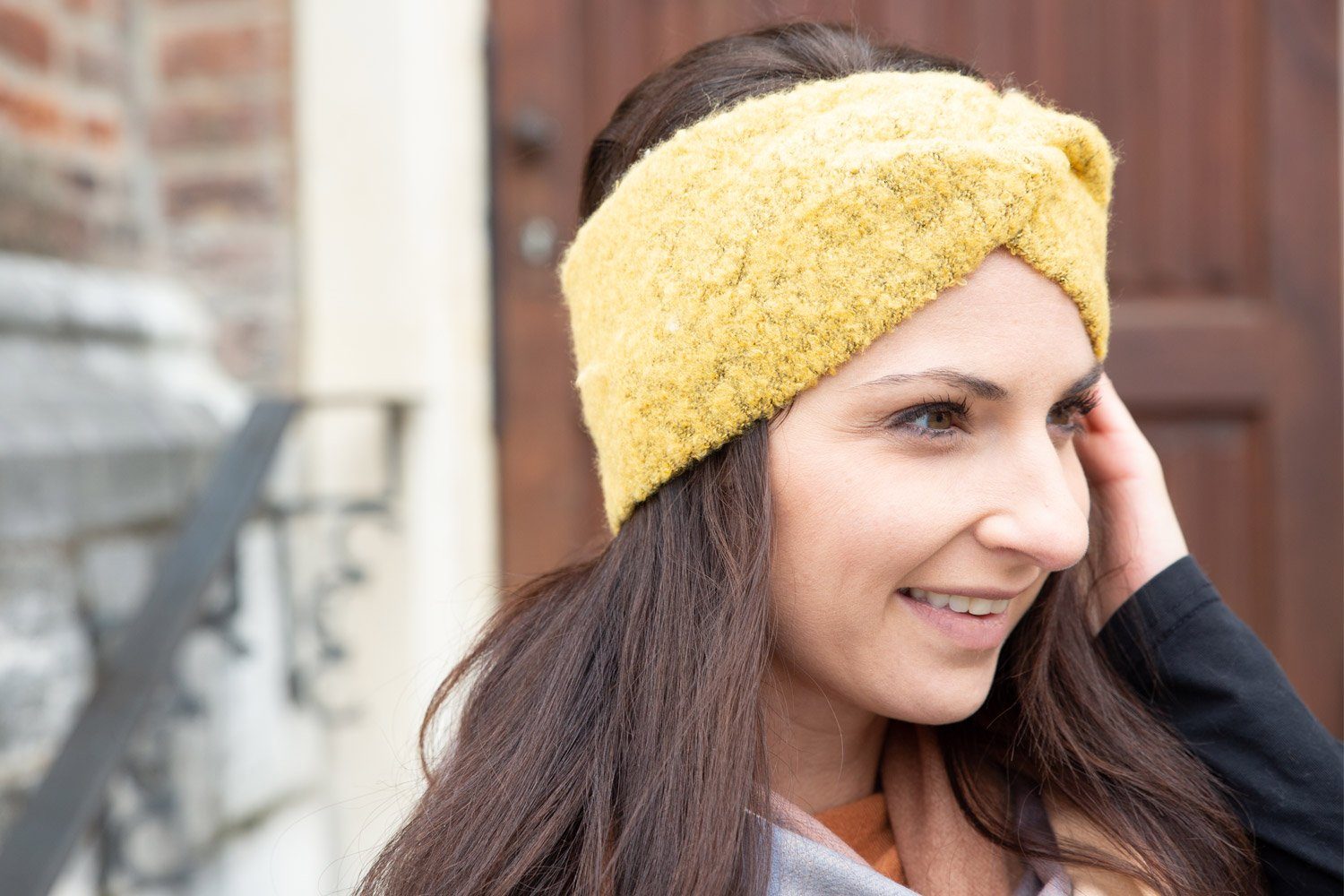 styleBREAKER Stirnband Feinstrick Stirnband meliert mit Twist Knoten (1-St) günstig online kaufen