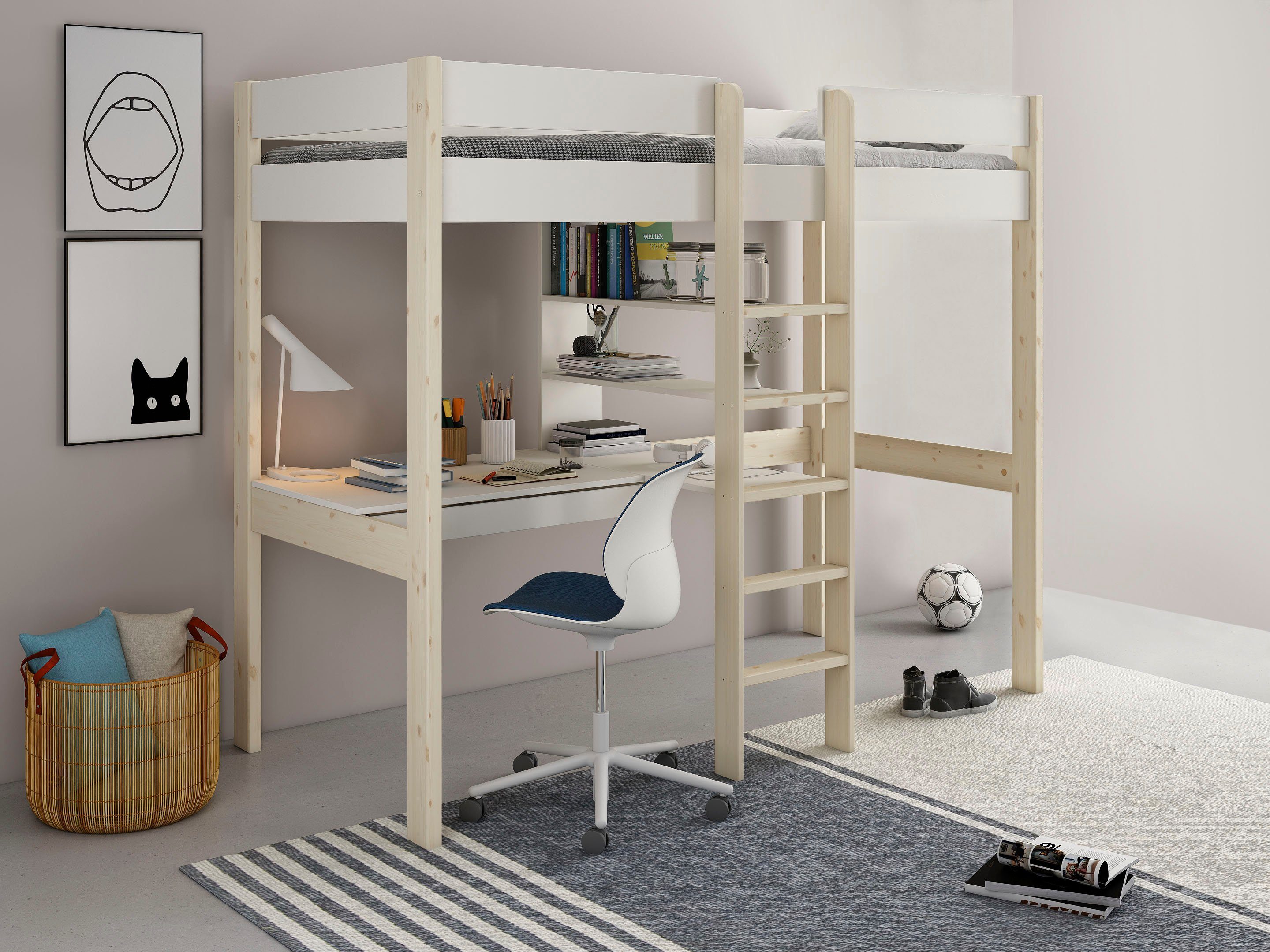 Hochbett Stockbett, Kinderbett, "ROBIN " FSC® zertifiziertes Massivholz