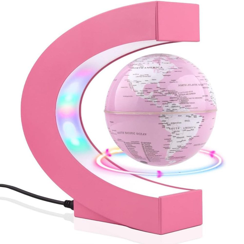 RWEUOQ Globus Magnetische Schwebender Globus mit LED-Lichtern, (Rotierende Erde Globus Kugel, Wohnkultur Büro Dekoration, 1-tlg), Geografie Bildungs Kinderspielzeug Geschenk