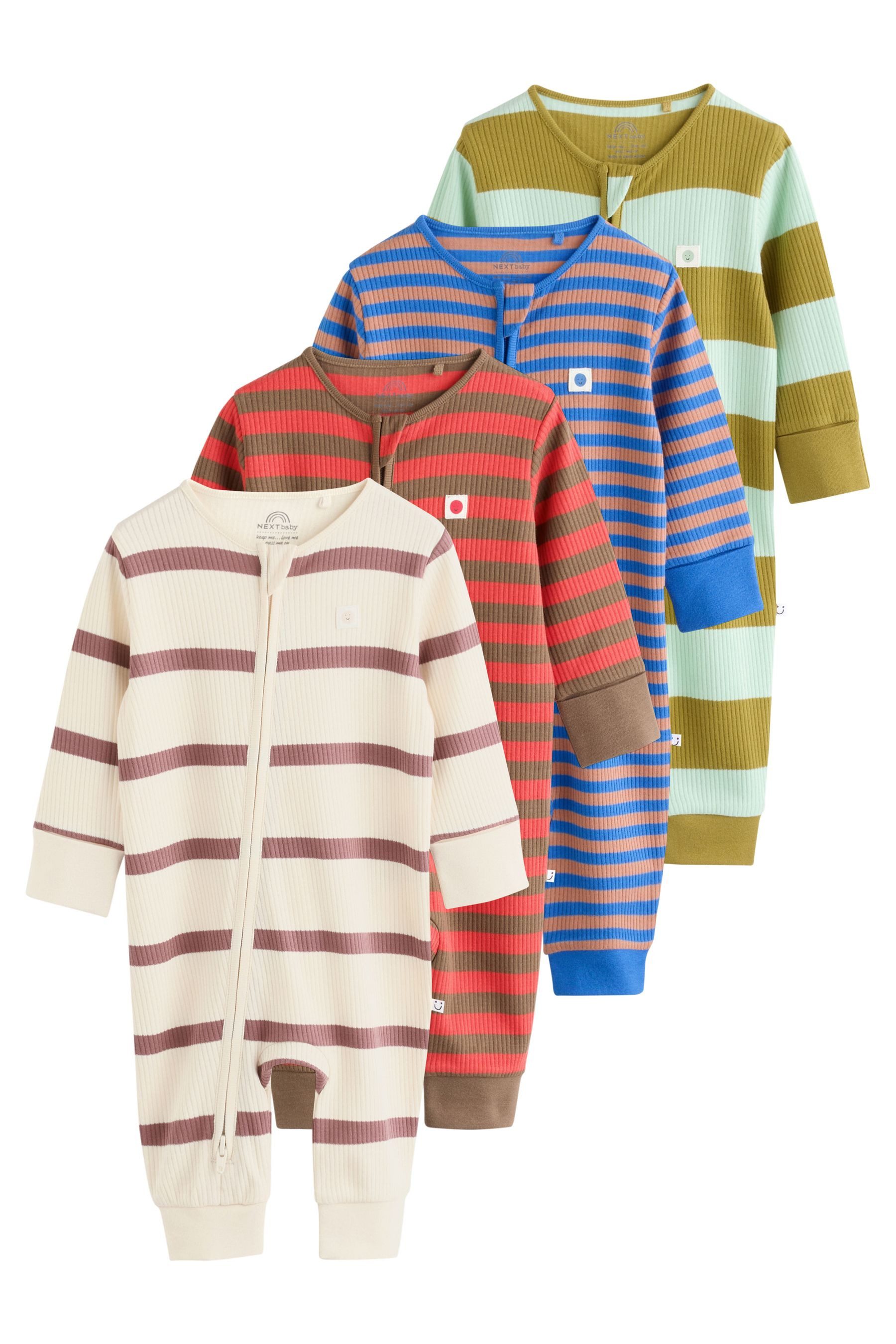 Next Schlafoverall Babyschlafanzüge mit Zweiwege-RV, 4er-Pack (4-tlg)