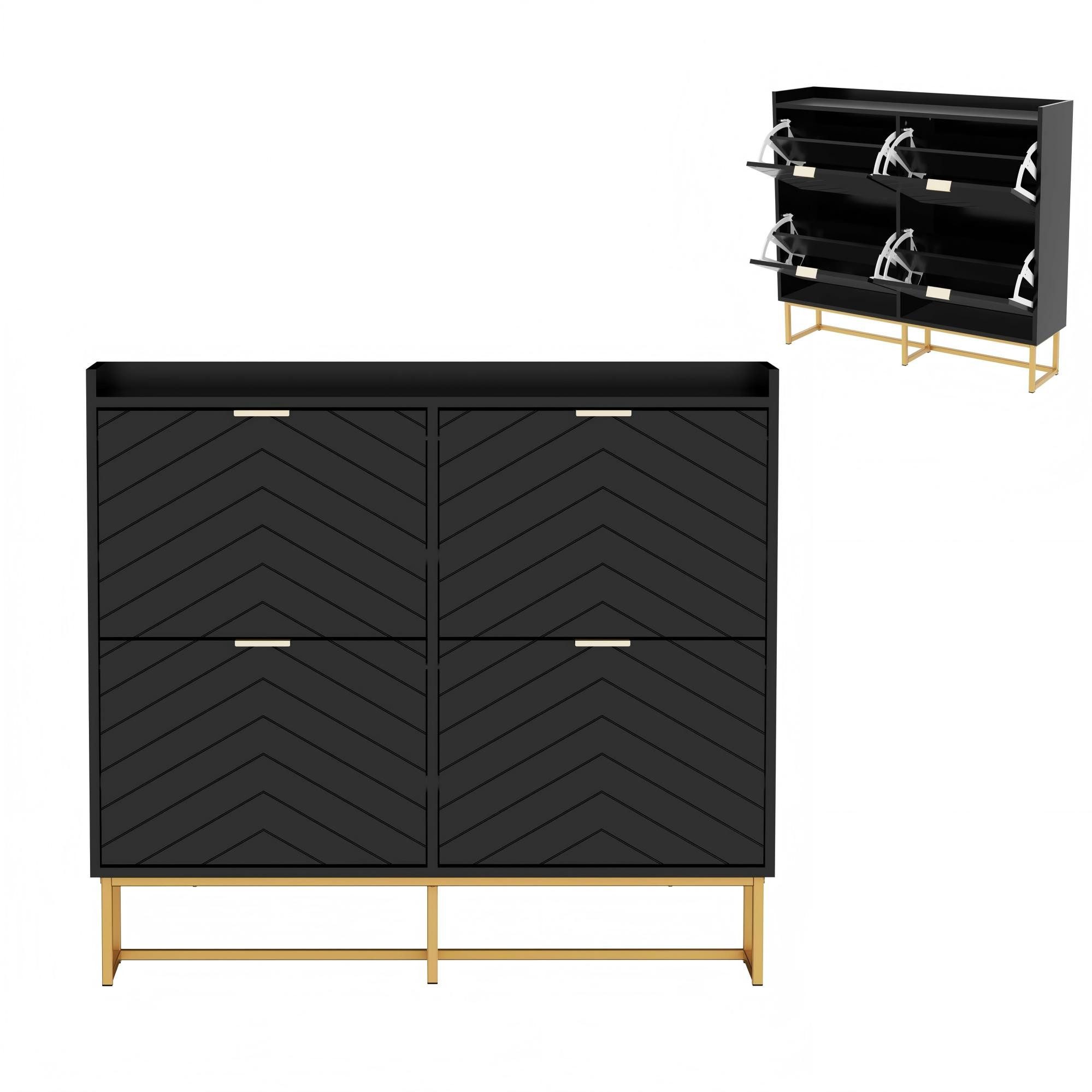 UEV Schuhschrank mit 4 Klappen, Schuhkipper Schmal, Schuhregal mit Metallfü günstig online kaufen