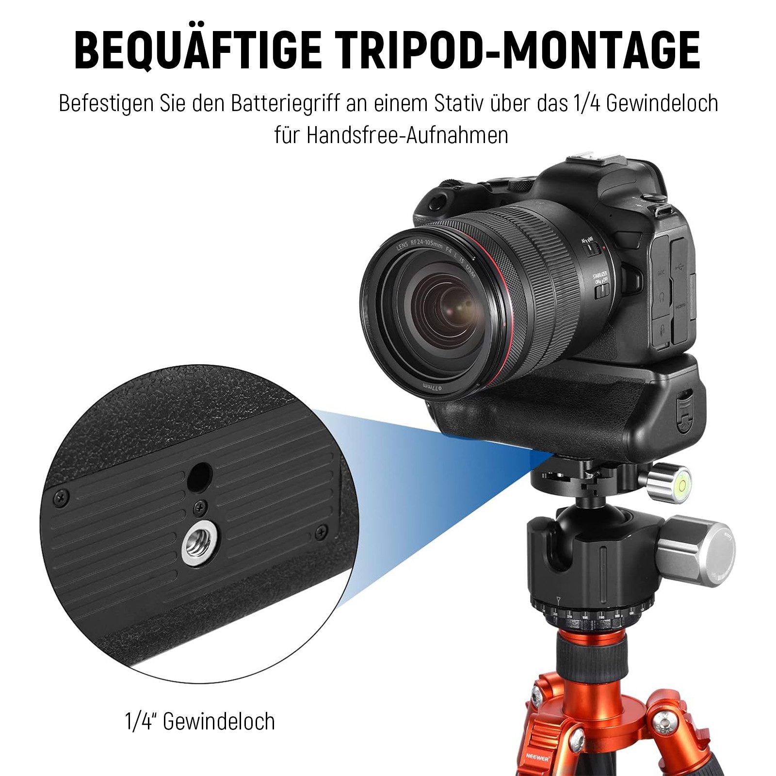 Neewer Batteriegriff BG-R10 Batteriegriff für Canon R5/R6 mit LP-E6 Batterien, Doppelte Batterielebensdauer