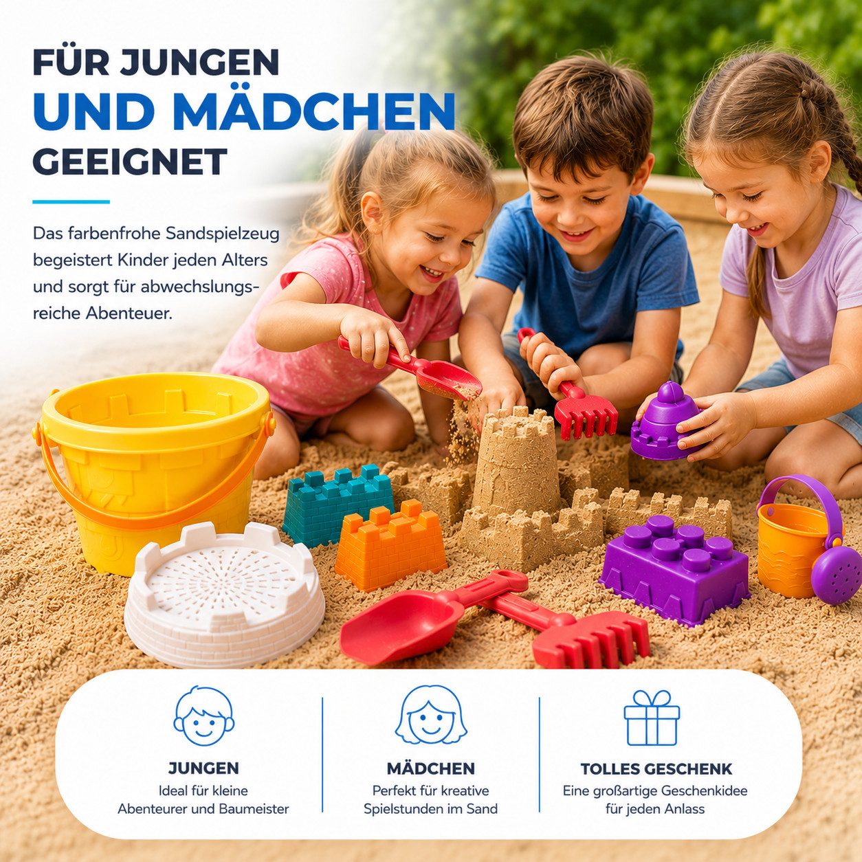 TK Gruppe Sandform-Set Sandspielzeug-Set aus Kunststoff, 4-, 9- oder 11-teilig – Bild 2 von 5