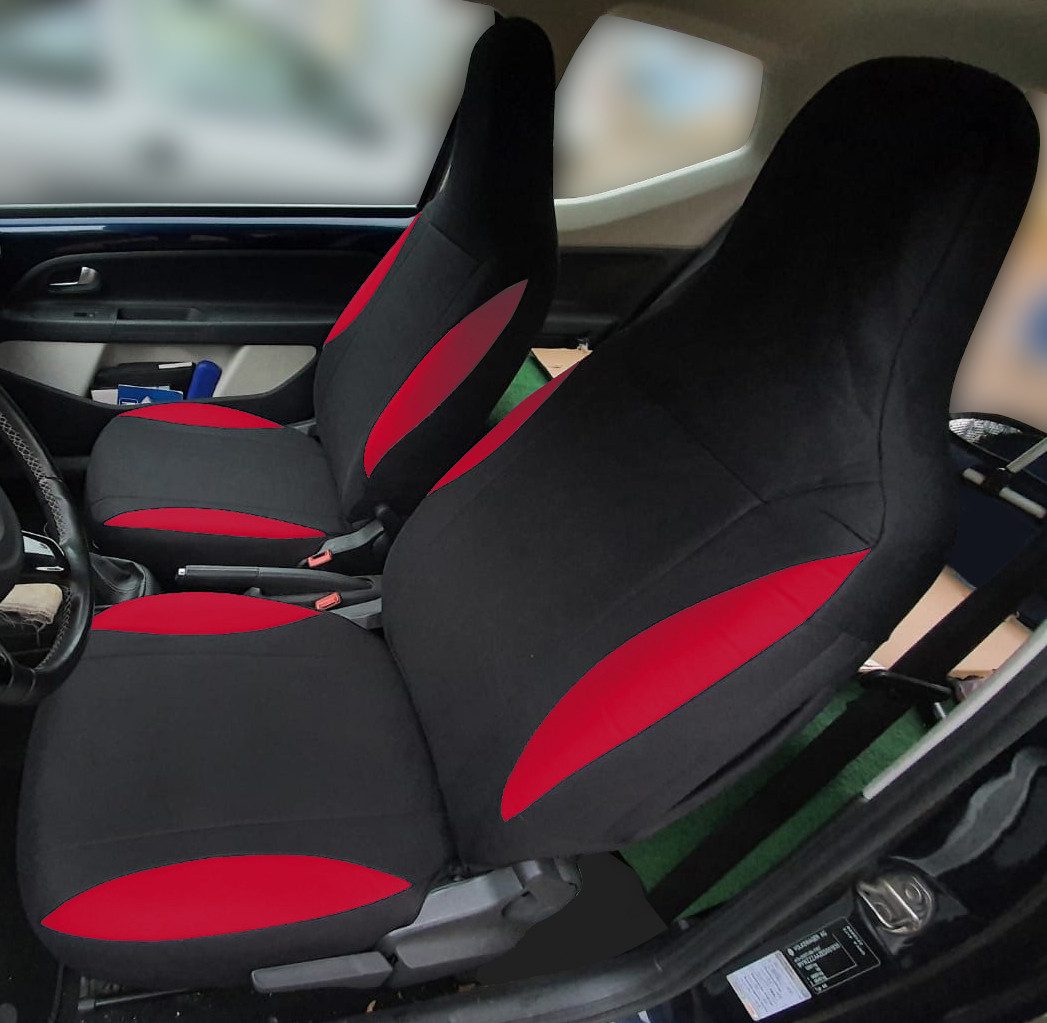 BREMER SITZBEZÜGE Autositzbezug für Renault Twingo 3 Bj ab 2014 (P102), Set, 2-tlg., Schonbezüge Sitzbezüge Fahrer und Beifahrer, in Schwarz/Rot