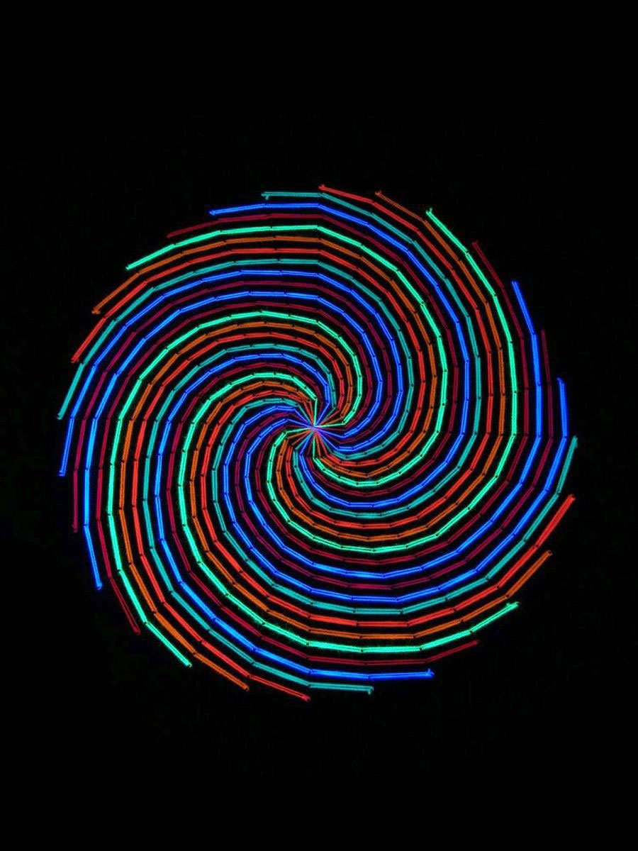 PSYWORK Fadendeko Schwarzlicht 42cm, StringArt Spirale Dekoobjekt unter Schwarzlicht "Hypnotic", leuchtet 2D UV-aktiv,