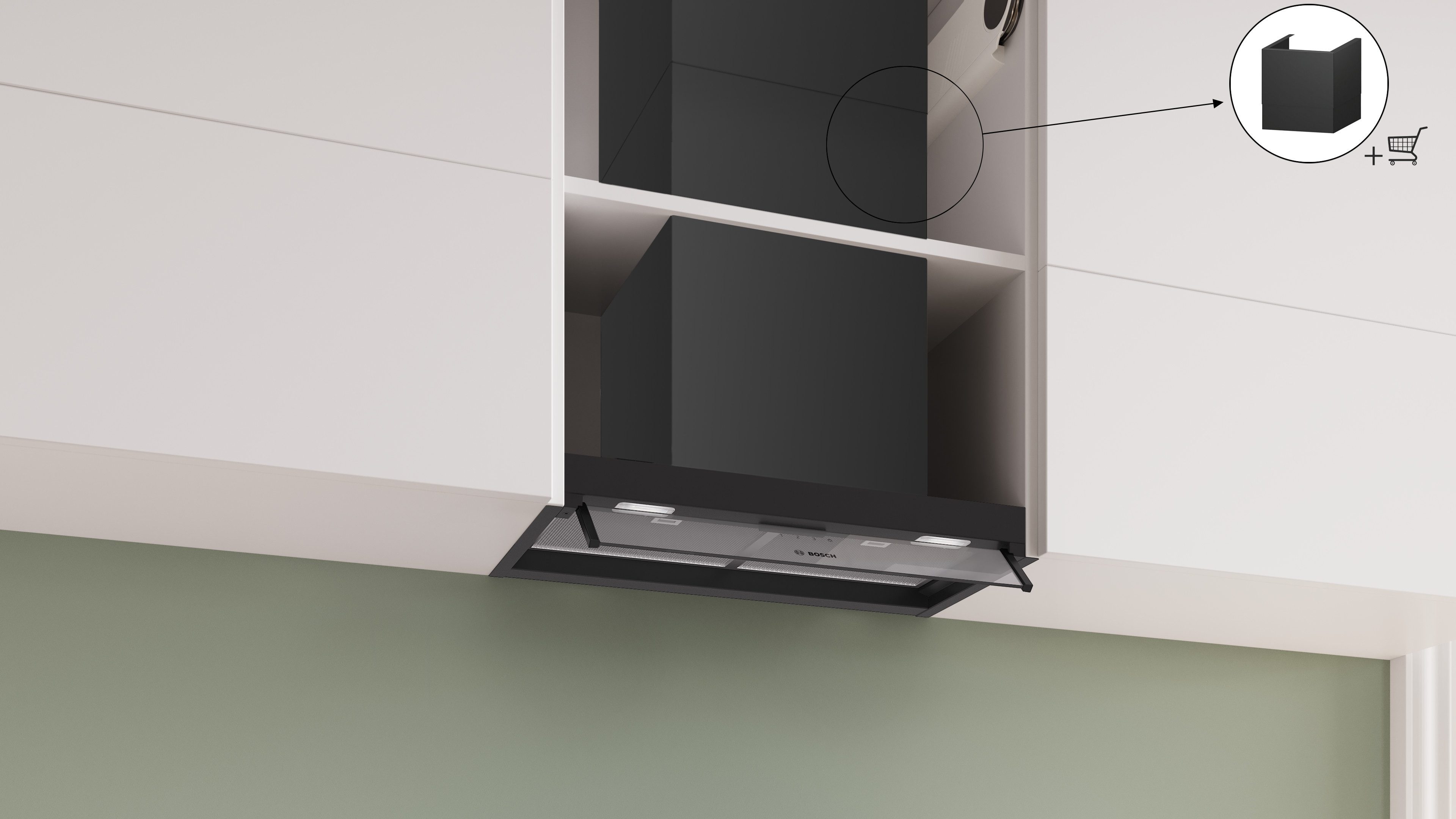 BOSCH Lüfterbaustein DBB65CC60 Serie Serie 4 DBB65CC60, Langlebiges Dual Filtersystem & maximaler Stauraum für mehr Platz