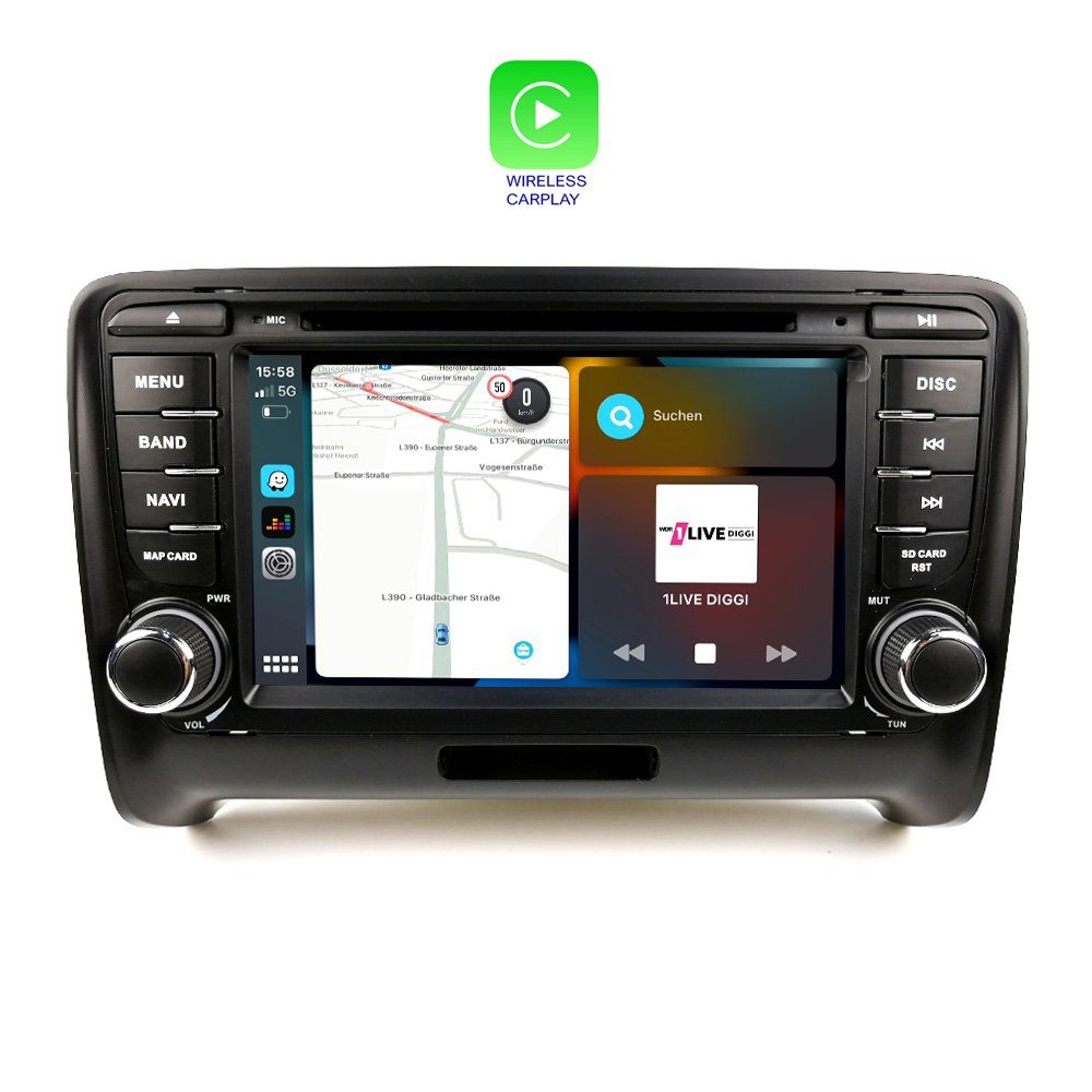 TAFFIO Für Audi TT 8J RNS 7" Touchscreen Android Autoradio DVD Carplay GPS  Einbau-Navigationsgerät