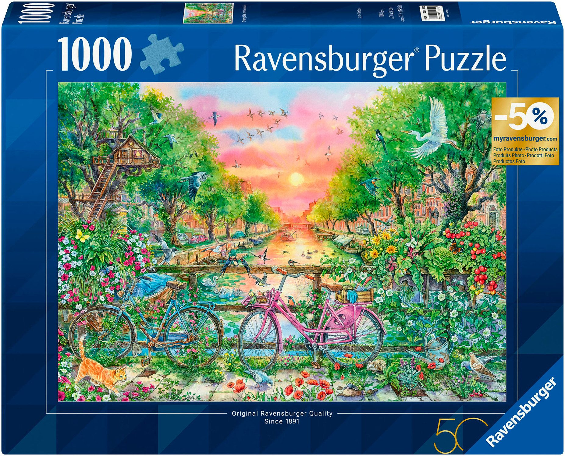 Ravensburger Puzzle Verträumte Fahrräder in Amsterdam, 1000 Puzzleteile, Ma günstig online kaufen