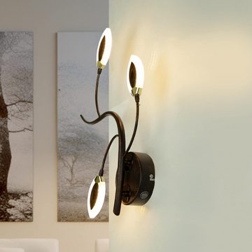 Licht-Erlebnisse Wandleuchte GORI, LED fest integriert, Warmweiß, Wandlampe LED 3000 K 600 lm Metall Floral Beleuchtung