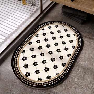 Designteppich Badezimmer saugfähige Bodenmatte, rutschfester weicher Teppich, FIDDY, Oval: 40 x 60 cm, Höhe: 5 mm, Fußmatte für Dusche und Bad im Freien