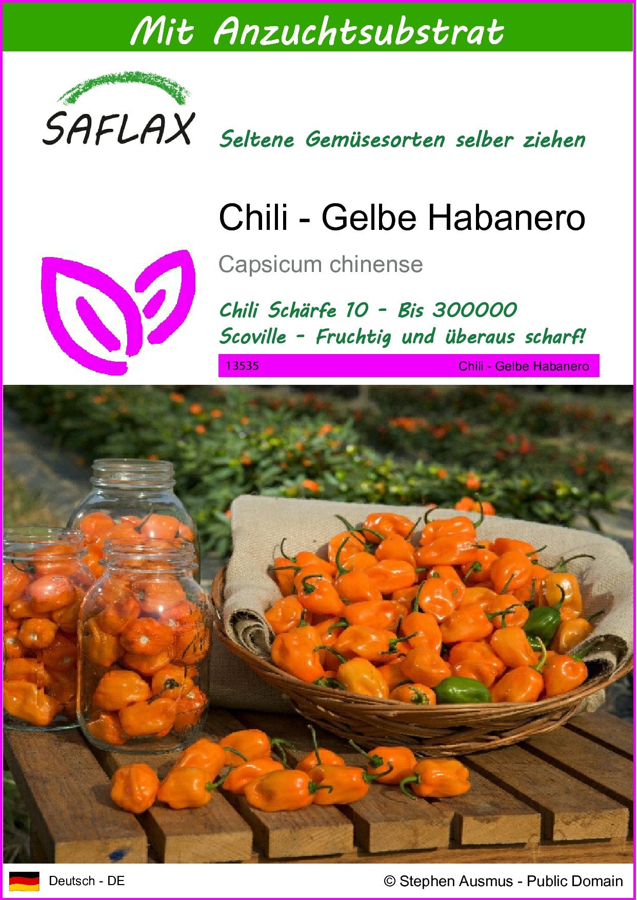 SAFLAX Gemüsesamen SAFLAX - Samen und Substrat - Chili - Gelbe Habanero